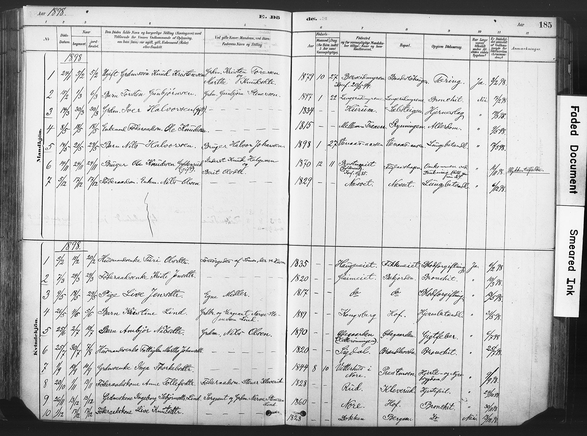 Rollag kirkebøker, AV/SAKO-A-240/F/Fa/L0011: Parish register (official) no. I 11, 1878-1902, p. 185