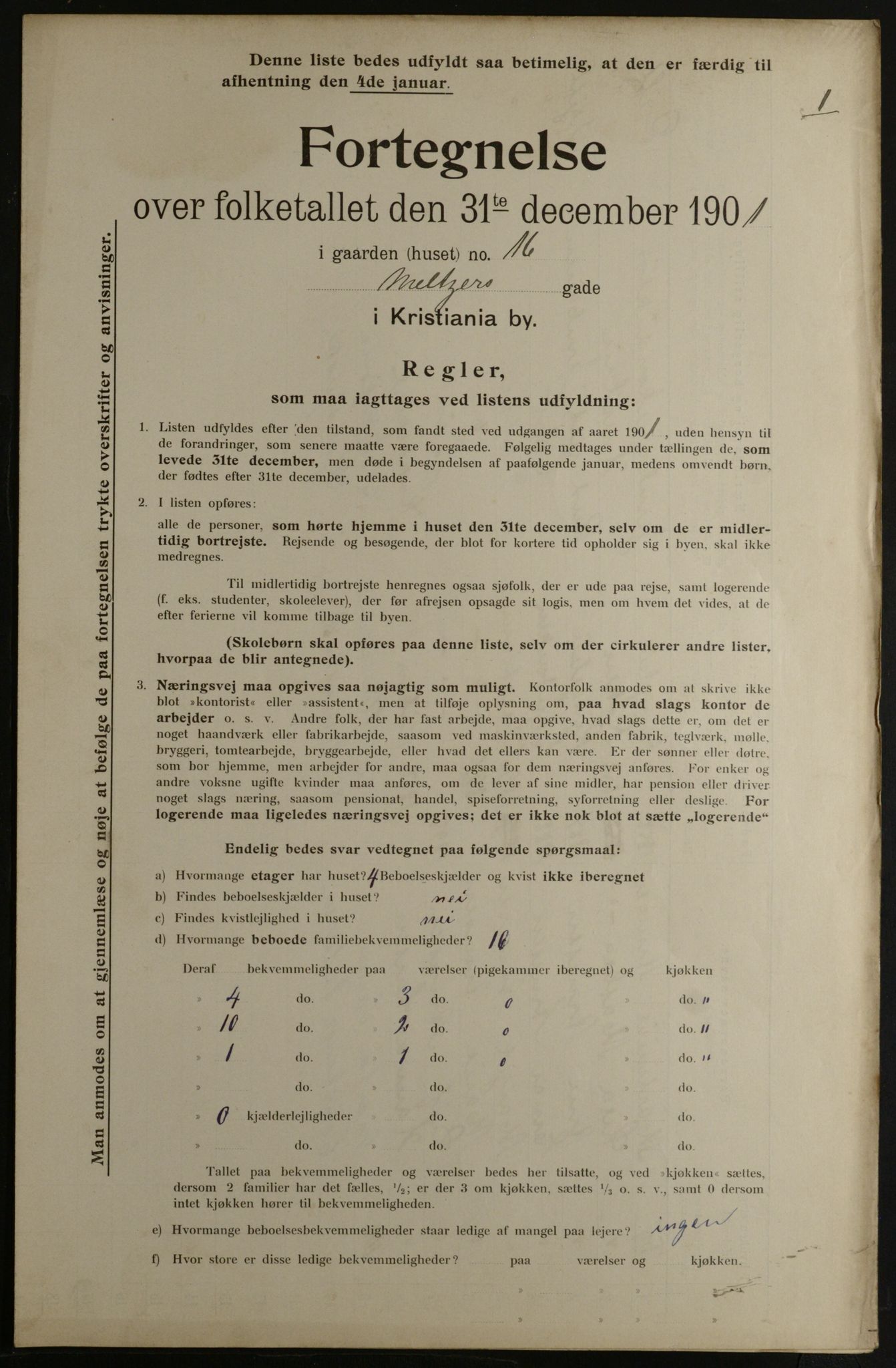 OBA, Municipal Census 1901 for Kristiania, 1901, p. 10050