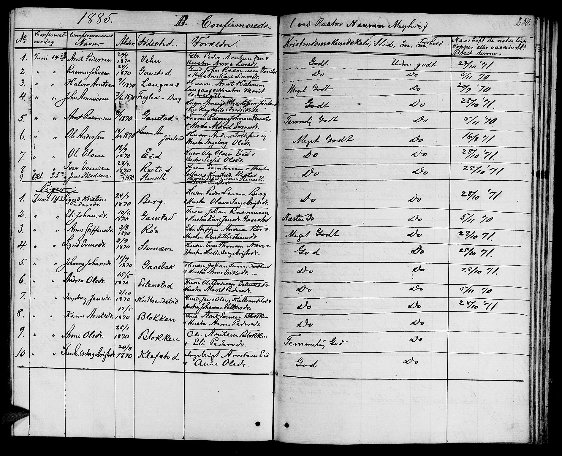 Ministerialprotokoller, klokkerbøker og fødselsregistre - Sør-Trøndelag, AV/SAT-A-1456/694/L1131: Parish register (copy) no. 694C03, 1858-1886, p. 250