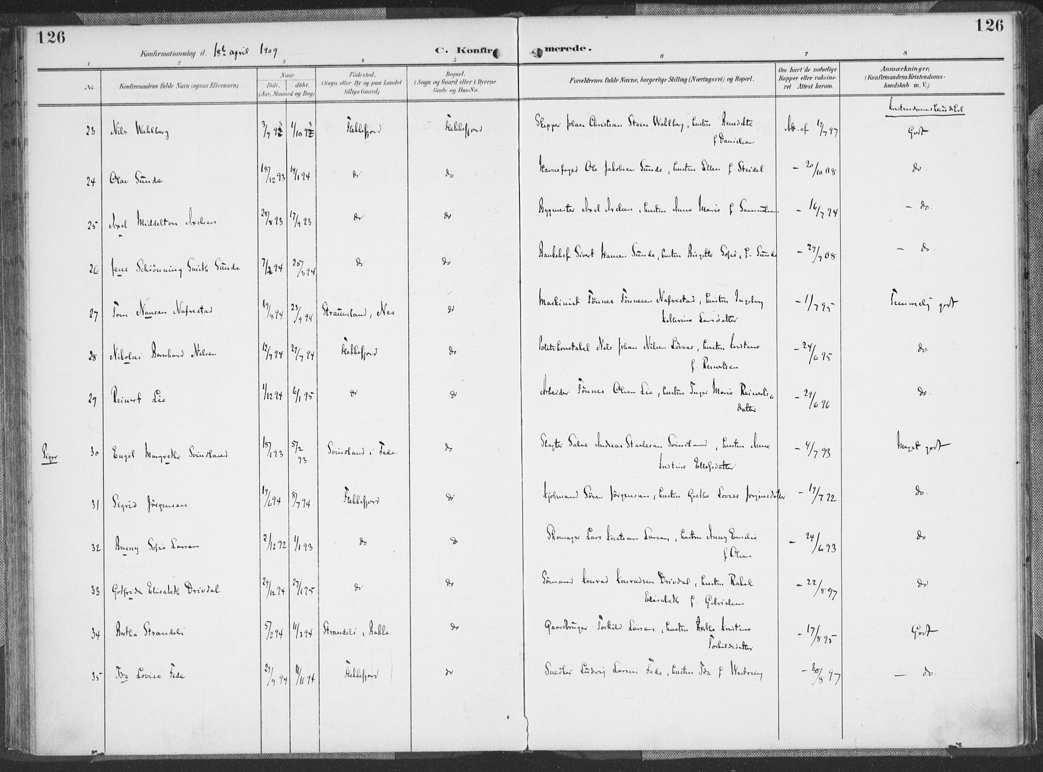 Flekkefjord sokneprestkontor, AV/SAK-1111-0012/F/Fa/Faa/L0002: Parish register (official) no. A 2, 1900-1912, p. 126