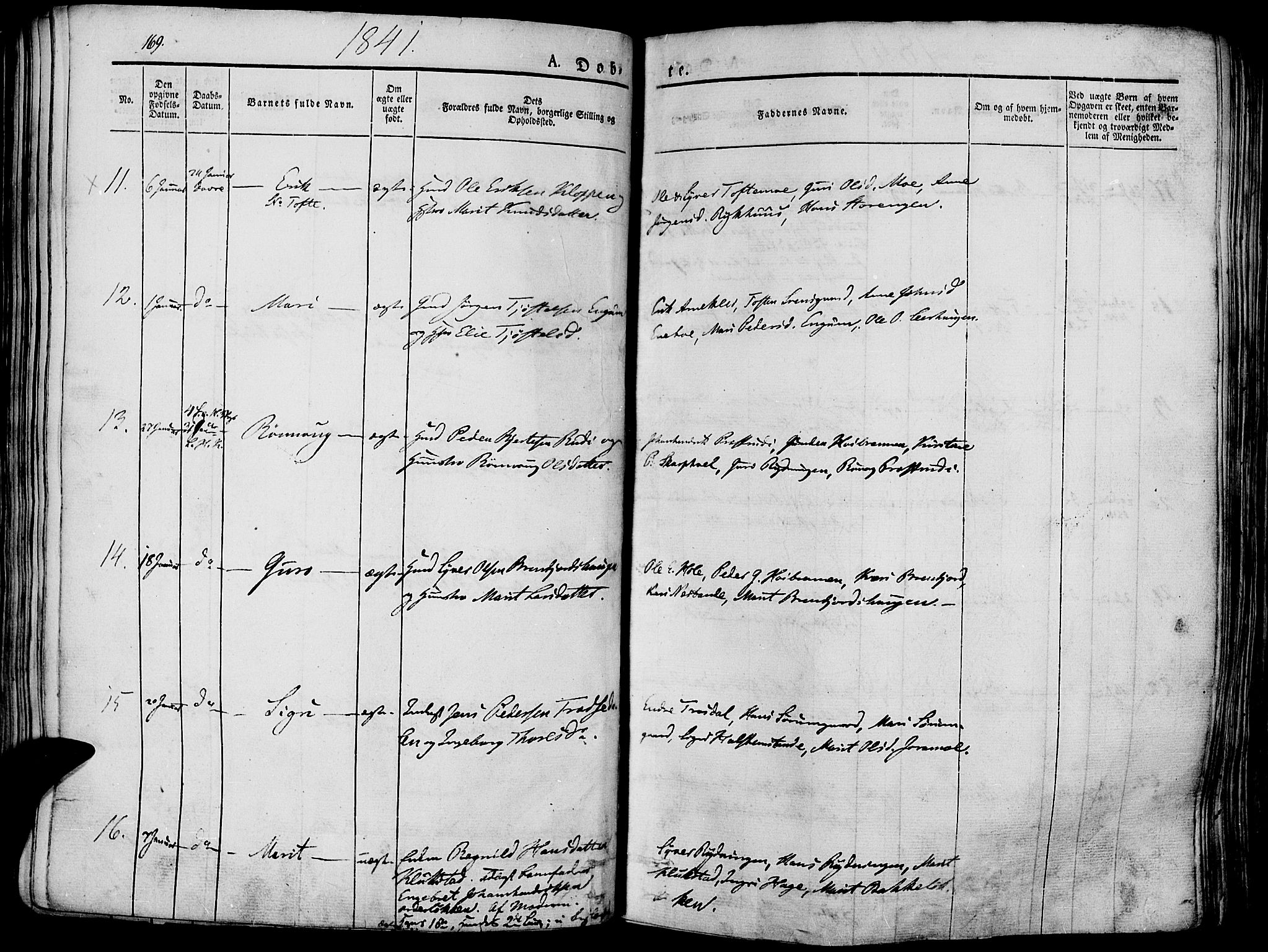Lesja prestekontor, SAH/PREST-068/H/Ha/Haa/L0005: Parish register (official) no. 5, 1830-1842, p. 169