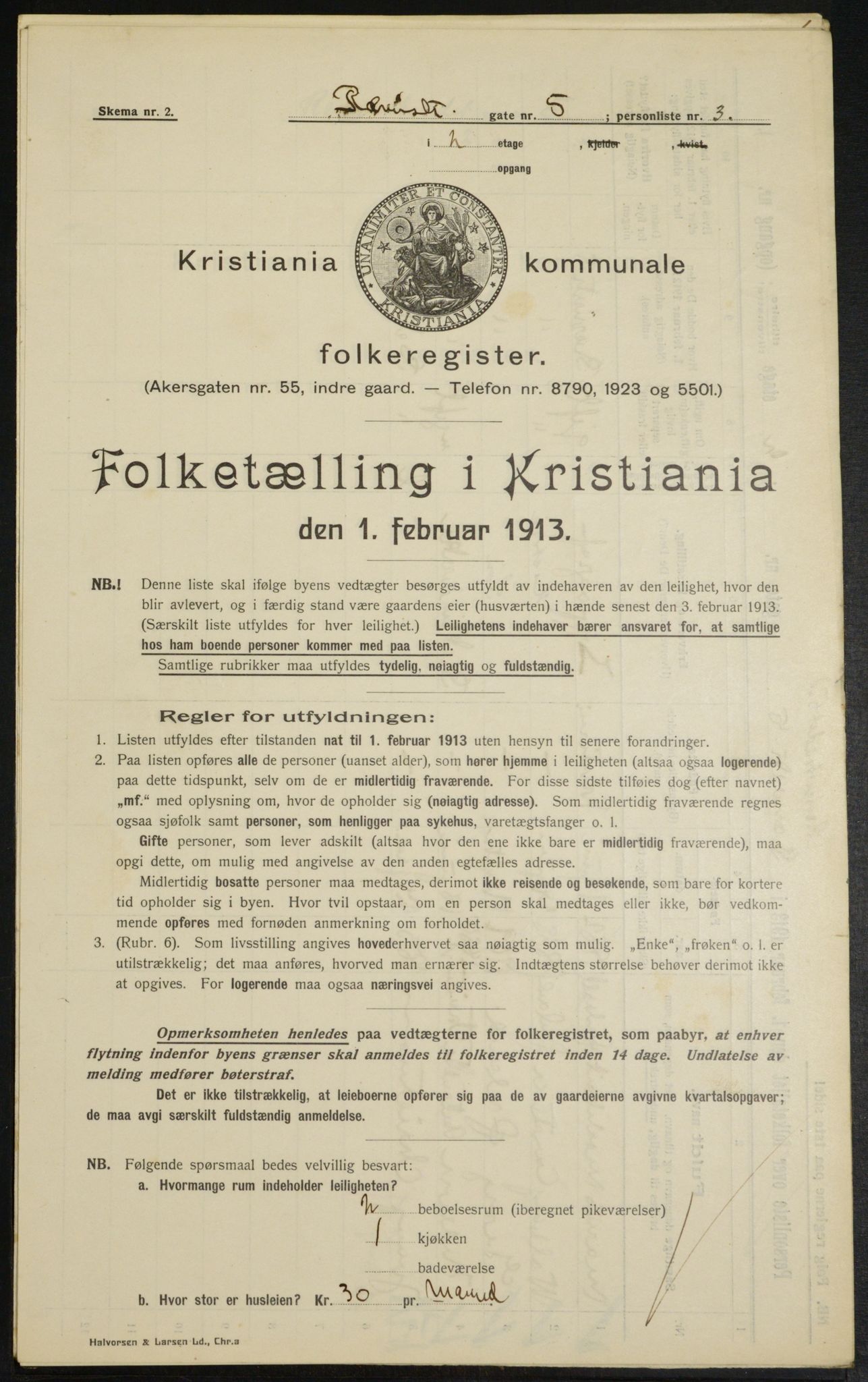 OBA, Municipal Census 1913 for Kristiania, 1913, p. 82944