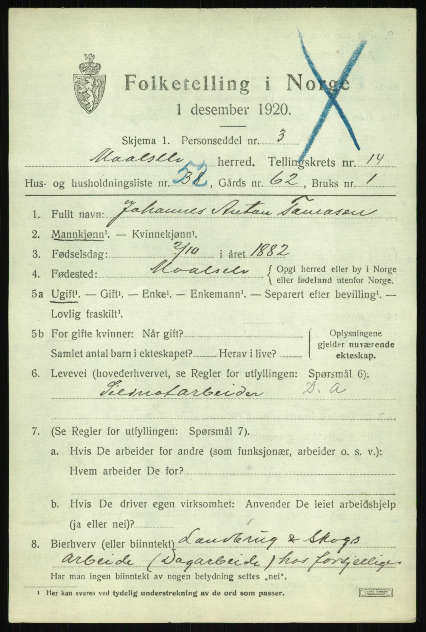 SATØ, 1920 census for Målselv, 1920, p. 7613