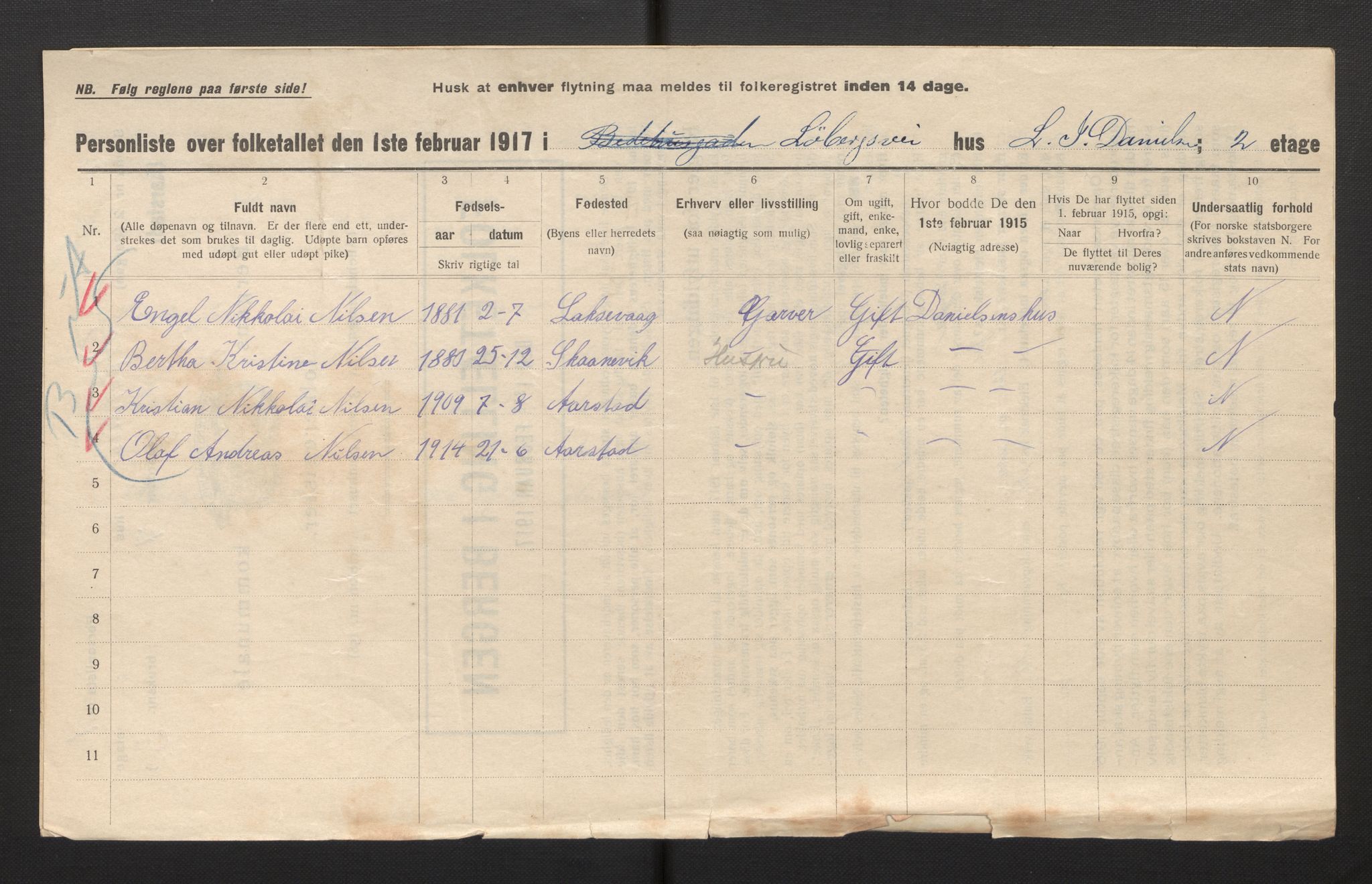 SAB, Municipal Census 1917 for Bergen, 1917, p. 48304