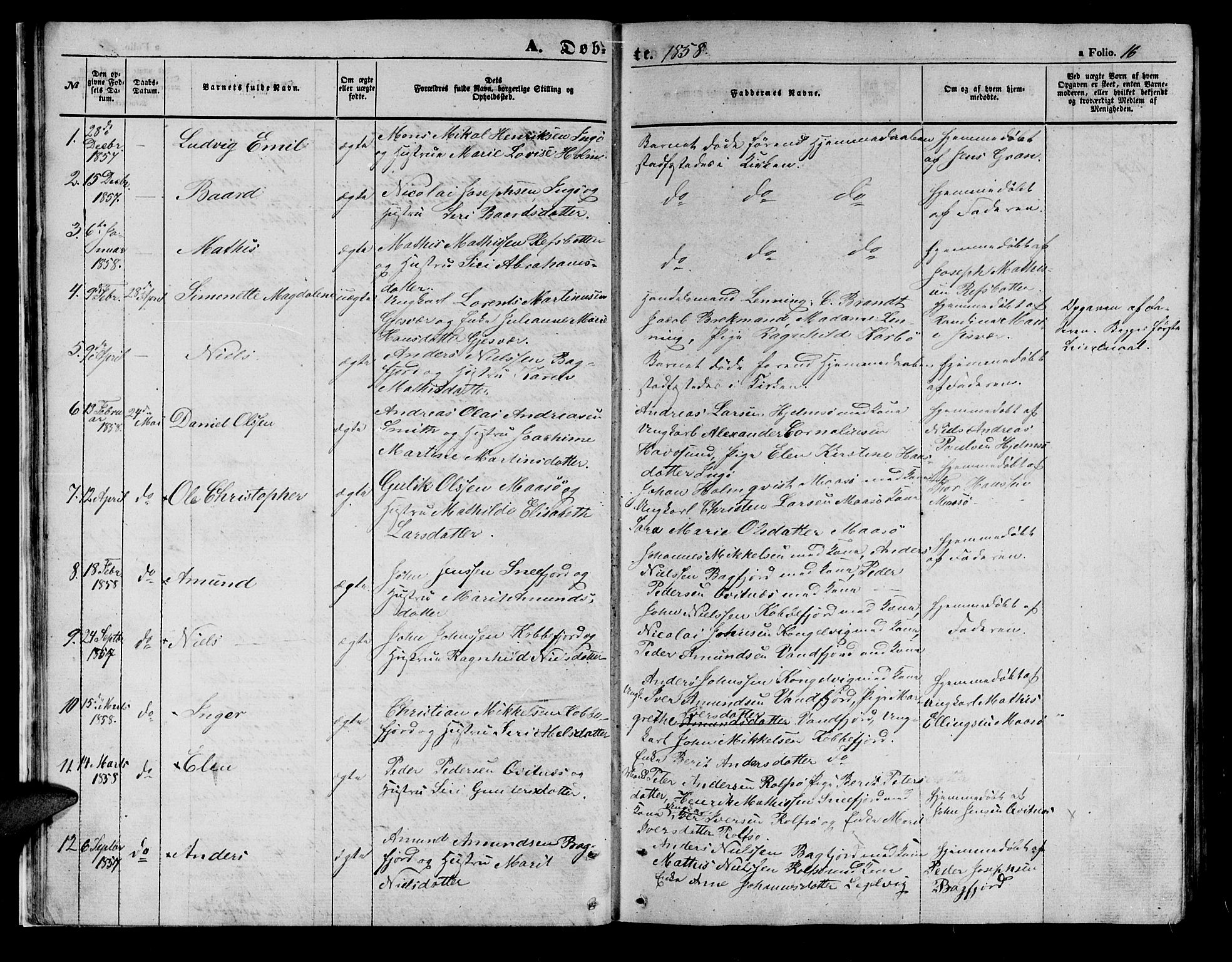 Måsøy sokneprestkontor, SATØ/S-1348/H/Hb/L0001klokker: Parish register (copy) no. 1, 1852-1877, p. 16