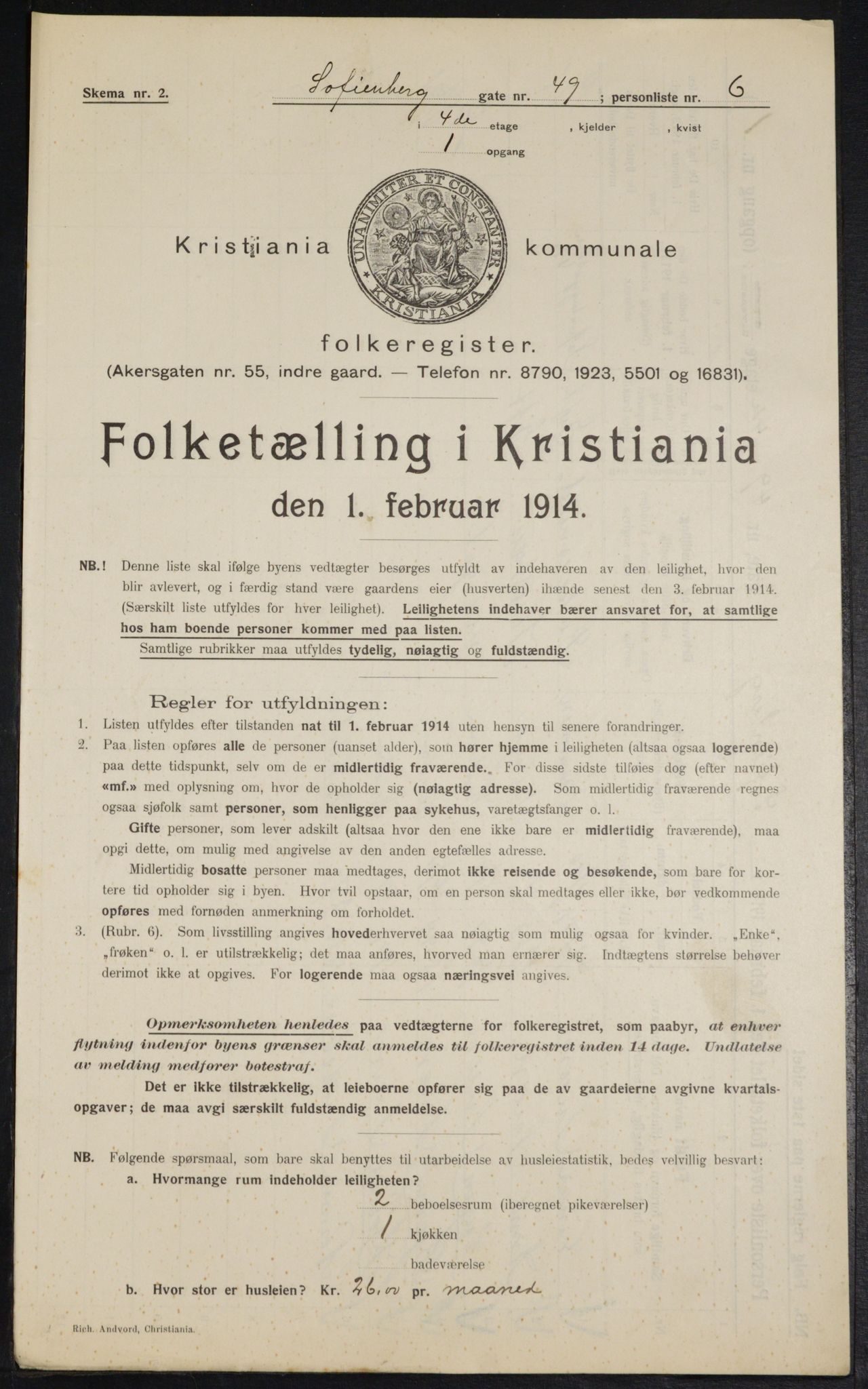 OBA, Municipal Census 1914 for Kristiania, 1914, p. 98547