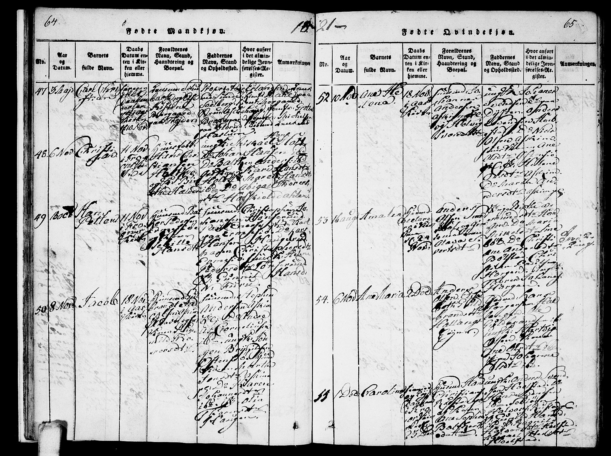 Ås prestekontor Kirkebøker, AV/SAO-A-10894/F/Fa/L0004: Parish register (official) no. I 4, 1818-1826, p. 64-65