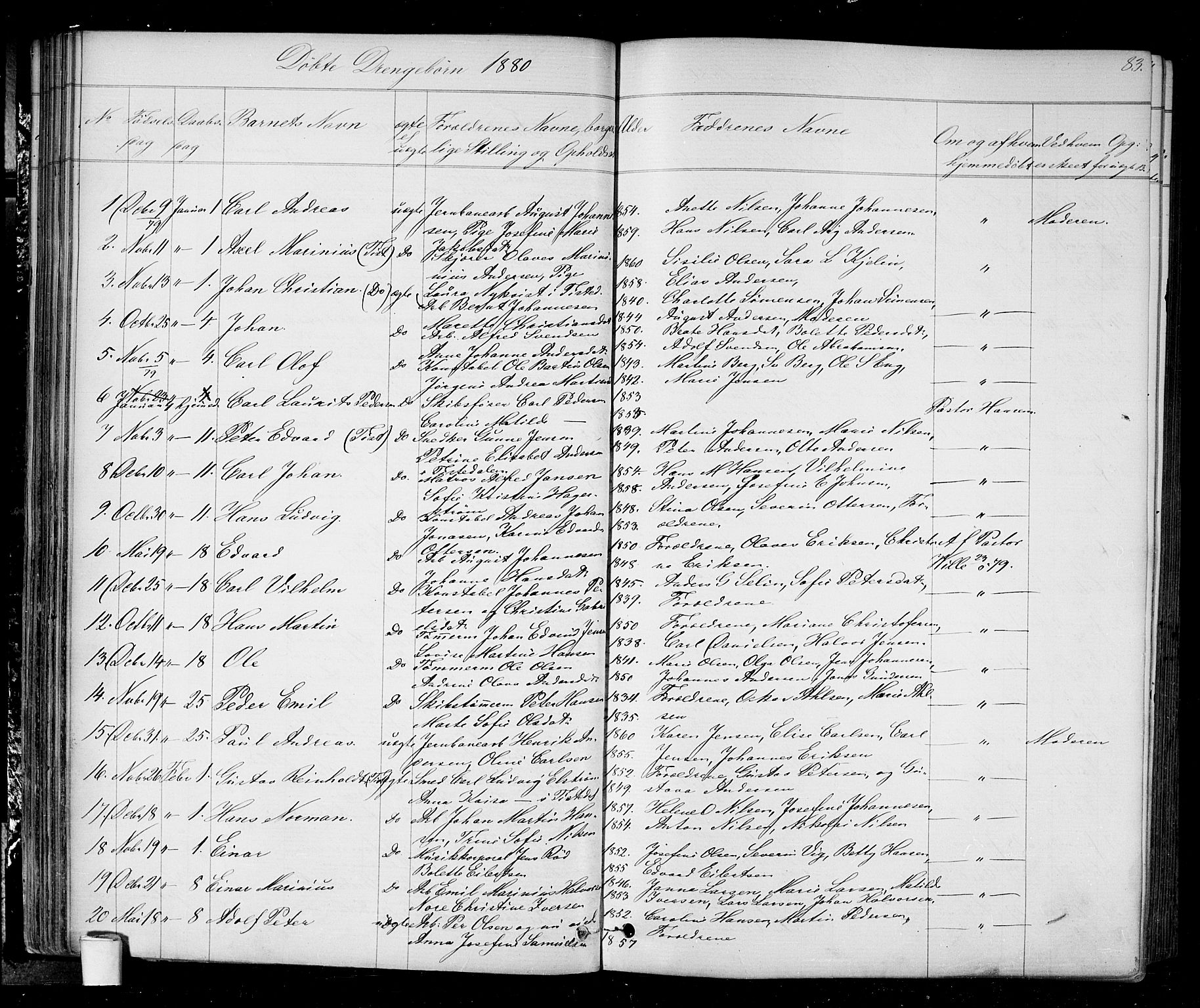 Halden prestekontor Kirkebøker, SAO/A-10909/G/Ga/L0006: Parish register (copy) no. 6, 1869-1884, p. 83