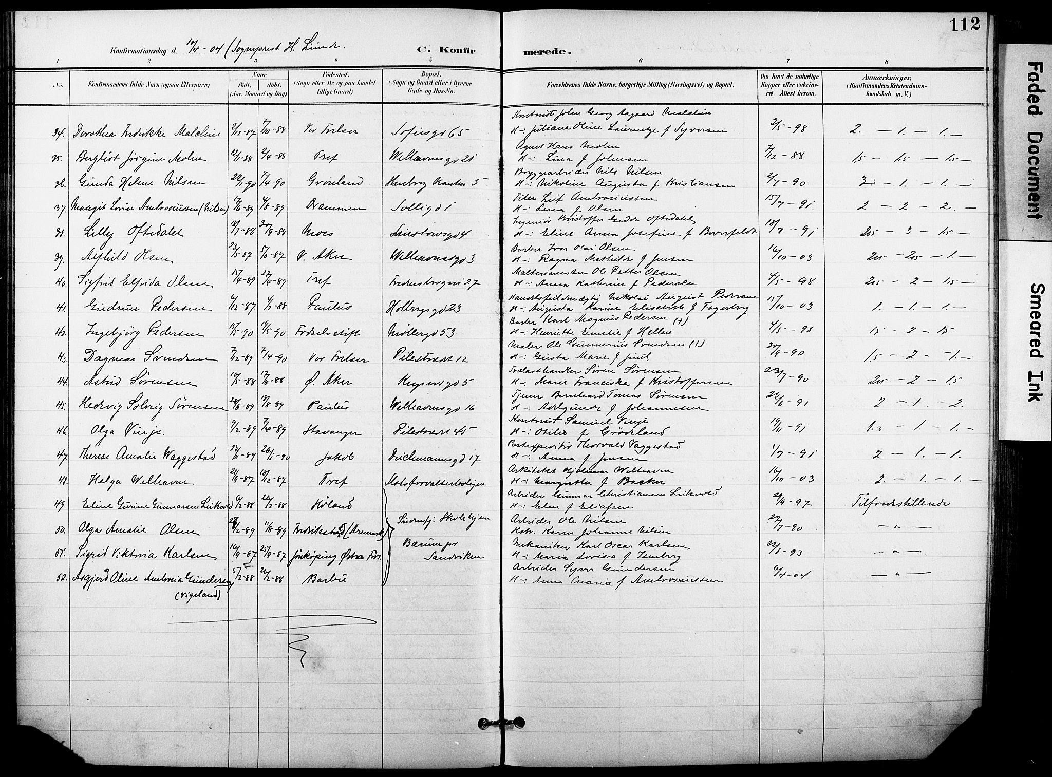Trefoldighet prestekontor Kirkebøker, SAO/A-10882/F/Fb/L0004: Parish register (official) no. II 4, 1896-1915, p. 112