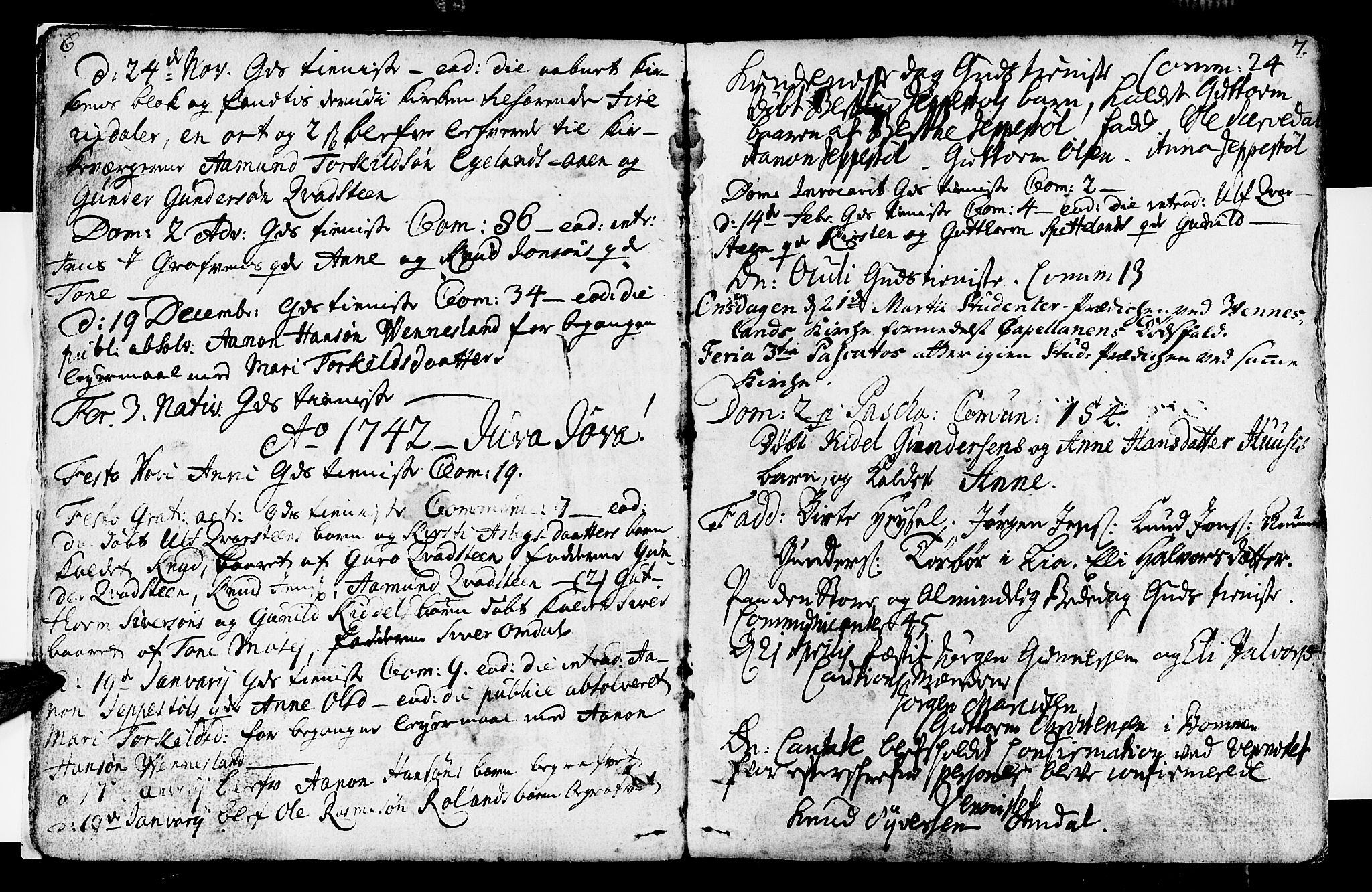 Vennesla sokneprestkontor, AV/SAK-1111-0045/Fa/Fab/L0001: Parish register (official) no. A 1, 1741-1794, p. 6-7