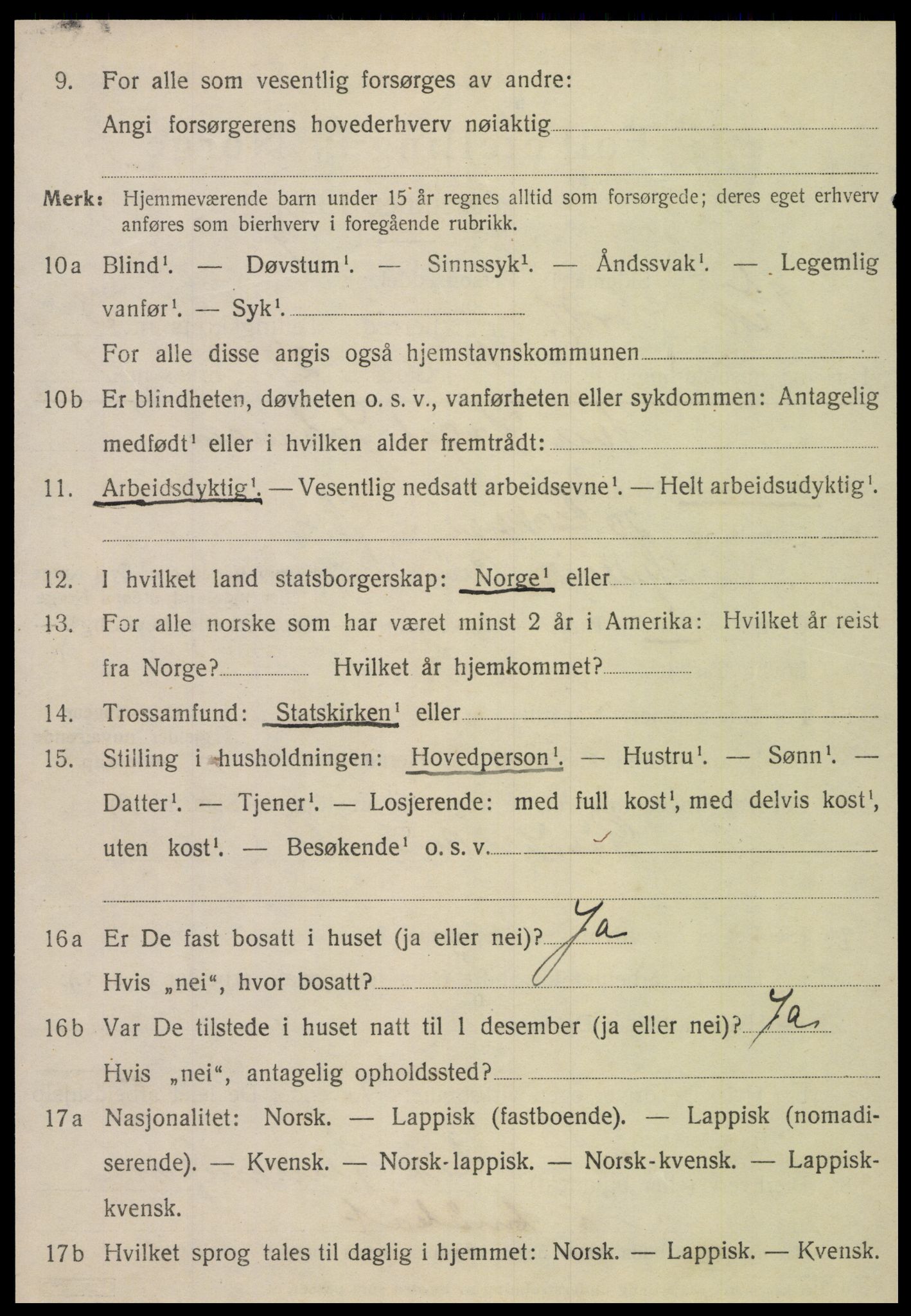 SAT, 1920 census for Vik, 1920, p. 1446