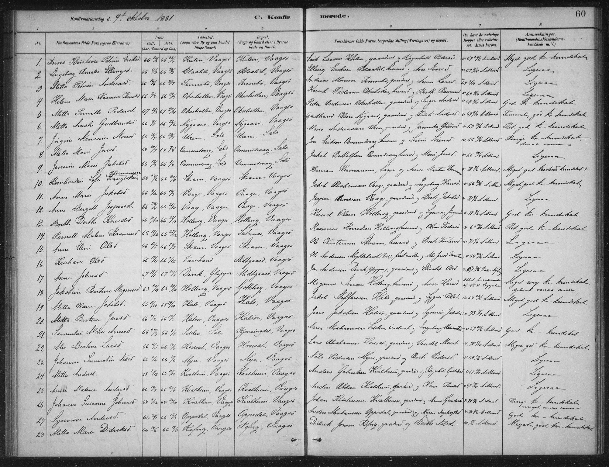 Selje sokneprestembete, SAB/A-99938/H/Ha/Haa/Haac/L0001: Parish register (official) no. C  1, 1881-1888, p. 60