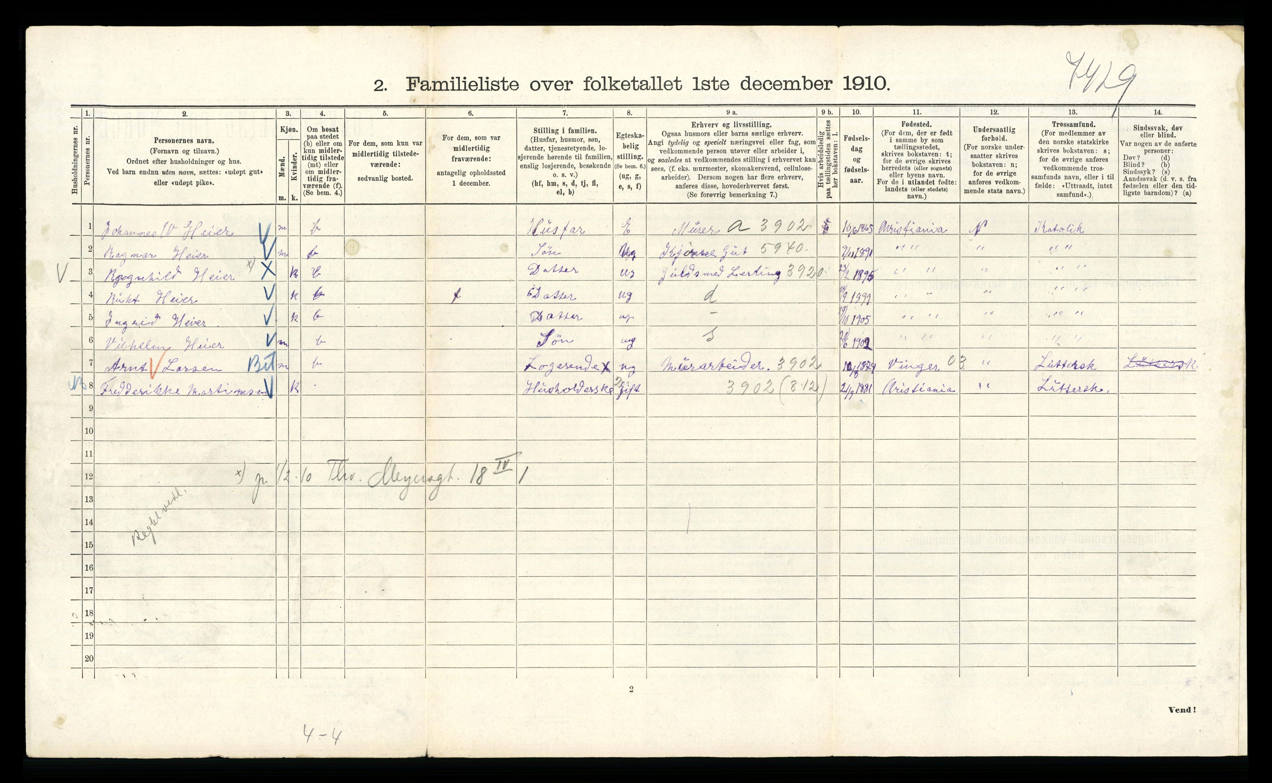 RA, 1910 census for Kristiania, 1910, p. 56914