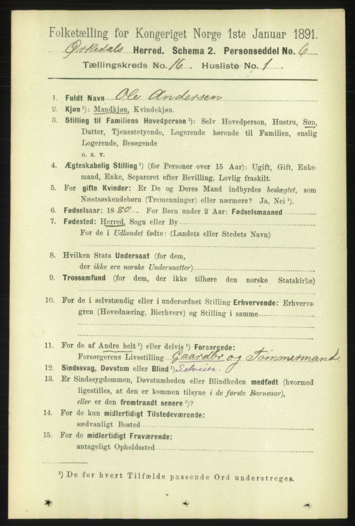 RA, 1891 census for 1638 Orkdal, 1891, p. 7156