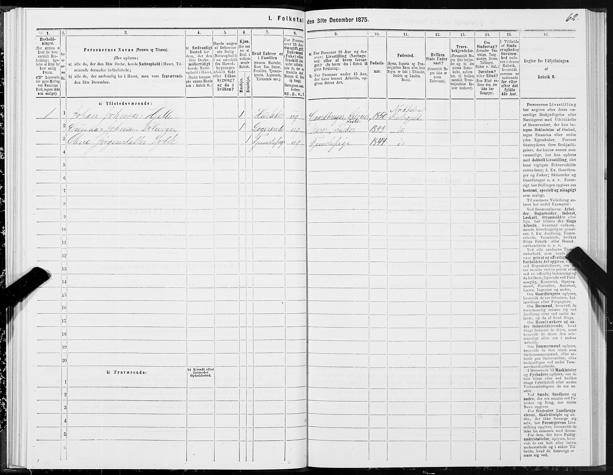 SAT, 1875 census for 1524P Norddal, 1875, p. 1062