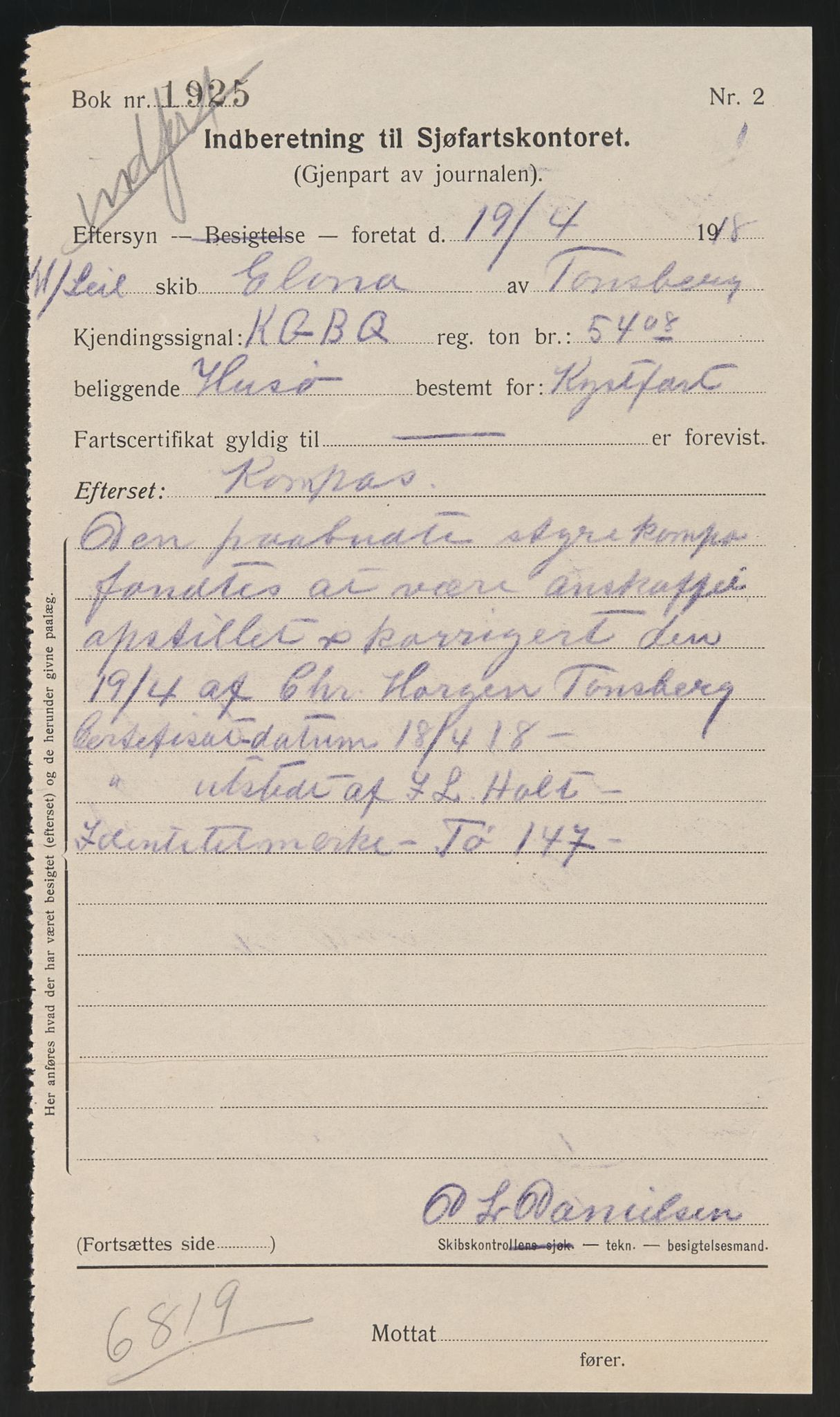 Sjøfartsdirektoratet med forløpere, skipsmapper slettede skip, RA/S-4998/F/Fa/L0292: --, 1869-1930, p. 148