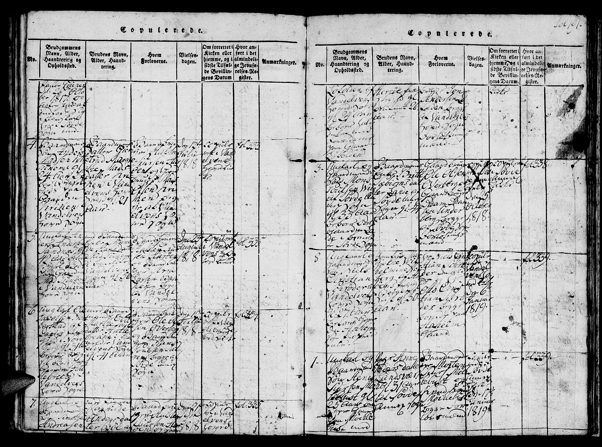 Ministerialprotokoller, klokkerbøker og fødselsregistre - Møre og Romsdal, AV/SAT-A-1454/501/L0004: Parish register (official) no. 501A04, 1816-1831, p. 191