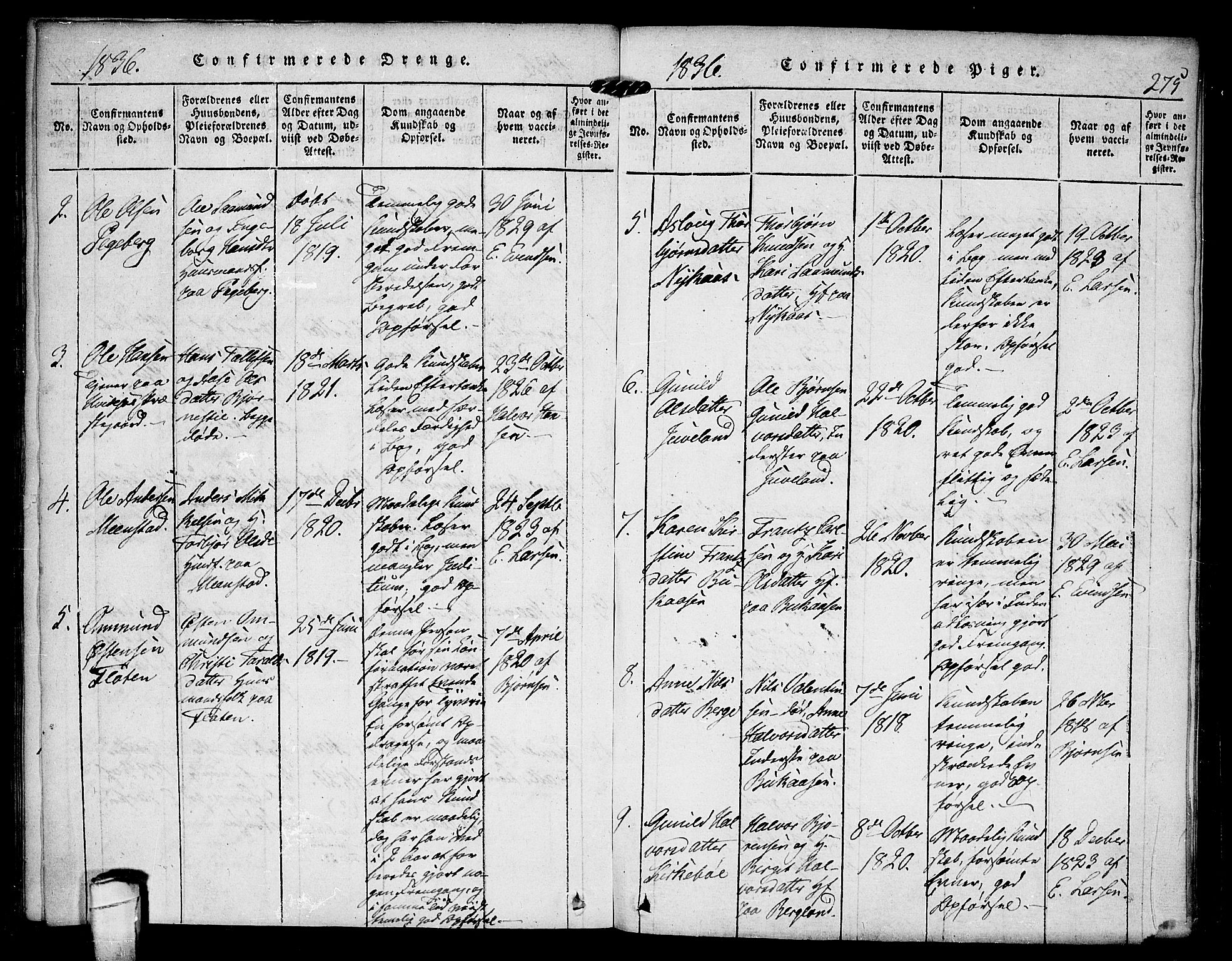 Kviteseid kirkebøker, AV/SAKO-A-276/F/Fc/L0001: Parish register (official) no. III 1, 1815-1836, p. 275