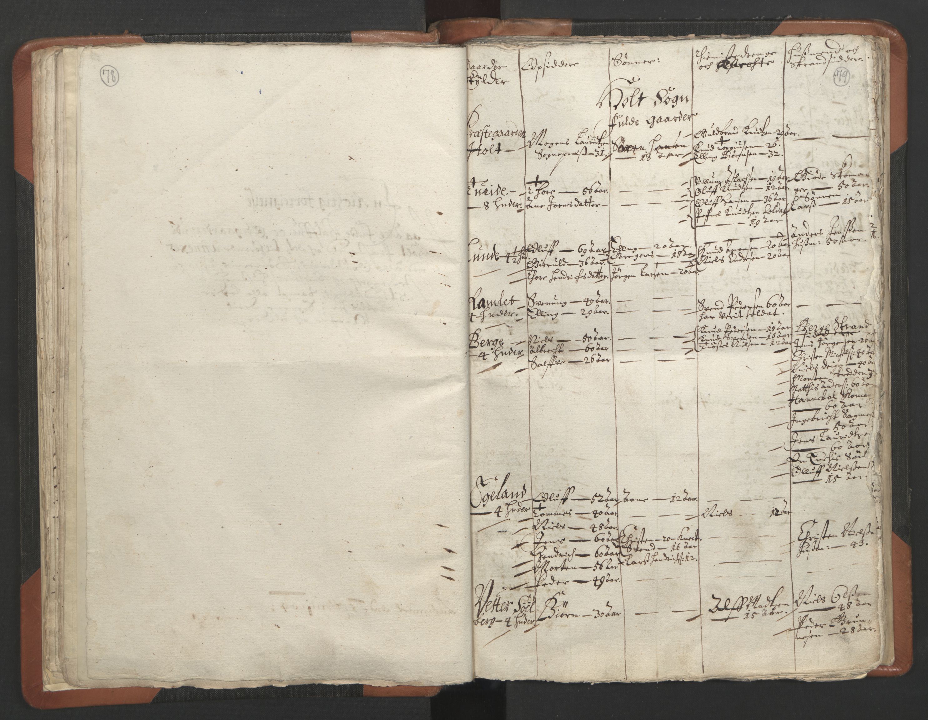 RA, Vicar's Census 1664-1666, no. 13: Nedenes deanery, 1664-1666, p. 78-79