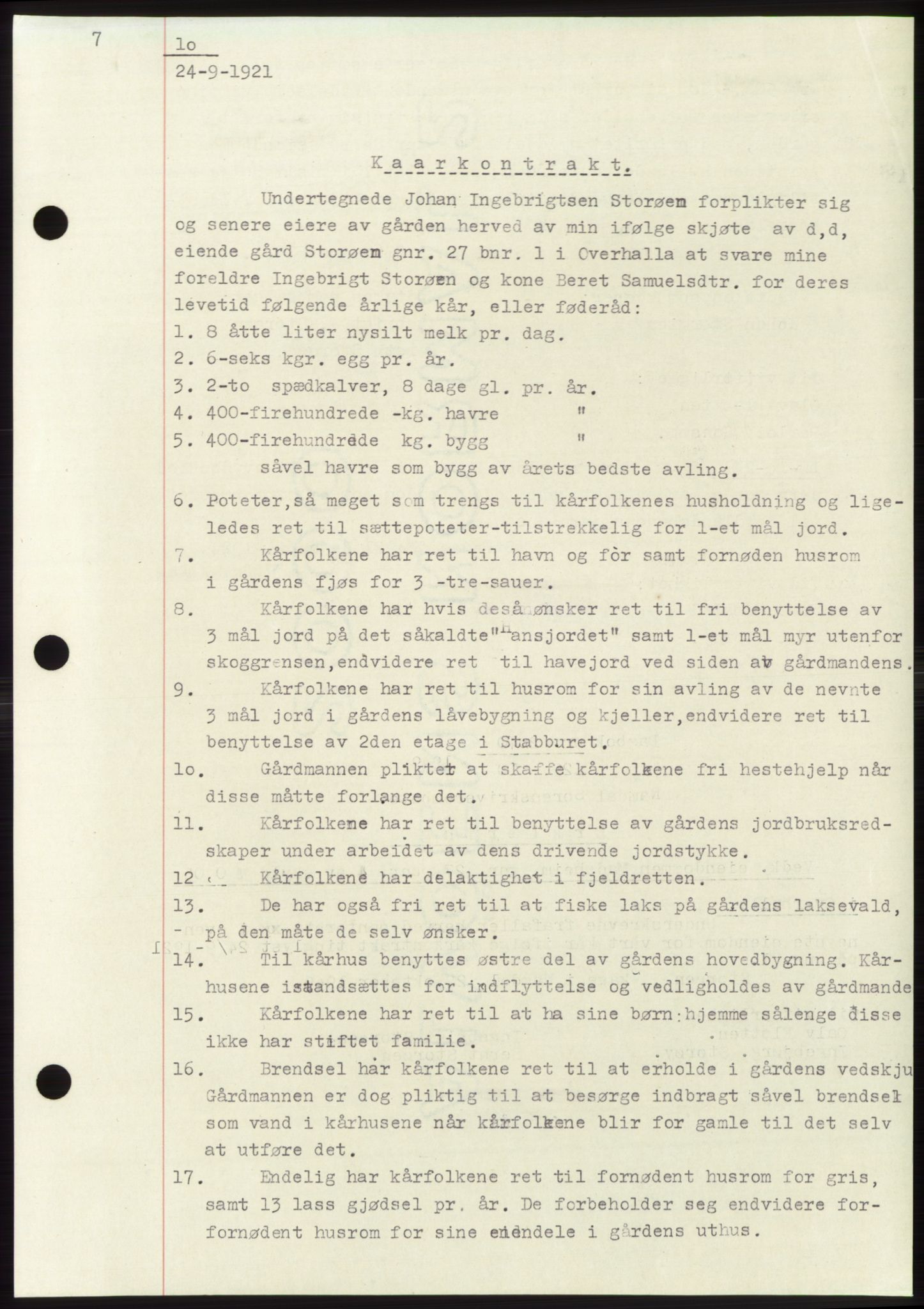 Namdal sorenskriveri, SAT/A-4133/1/2/2C: Mortgage book no. -, 1916-1921, Deed date: 24.09.1921