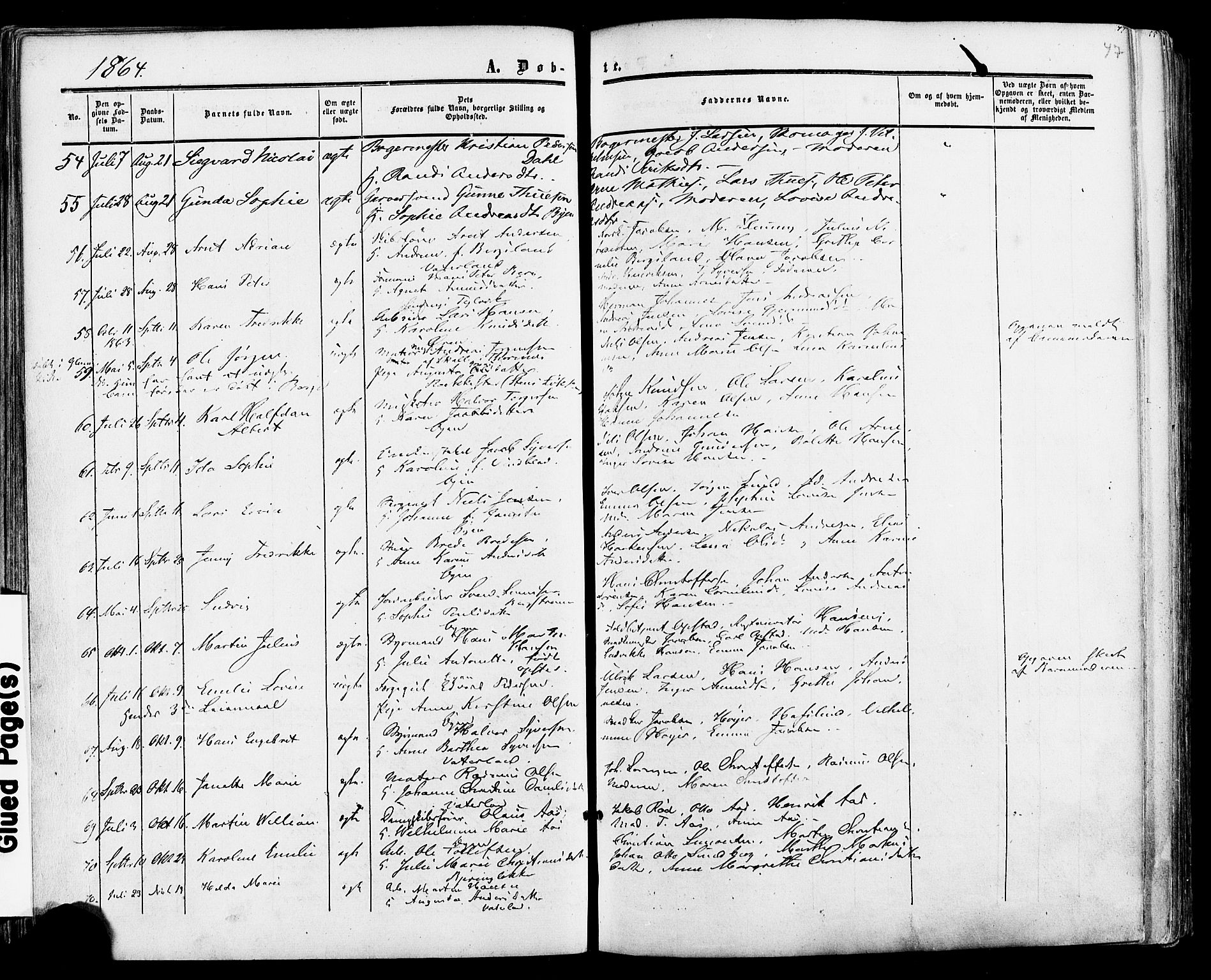 Fredrikstad prestekontor Kirkebøker, AV/SAO-A-11082/F/Fa/L0006: Parish register (official) no. 6, 1857-1878, p. 47