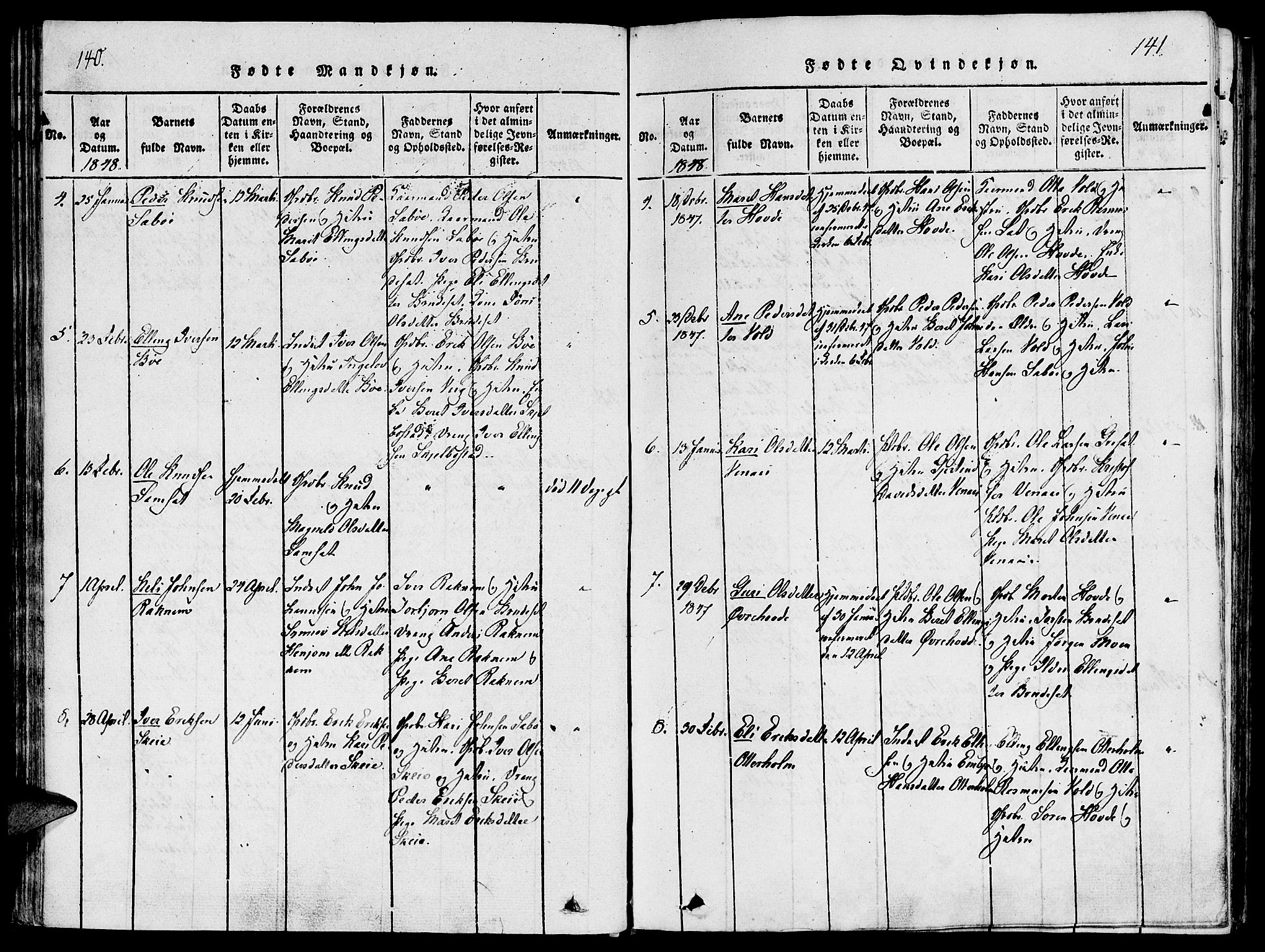 Ministerialprotokoller, klokkerbøker og fødselsregistre - Møre og Romsdal, SAT/A-1454/543/L0561: Parish register (official) no. 543A01, 1818-1853, p. 140-141