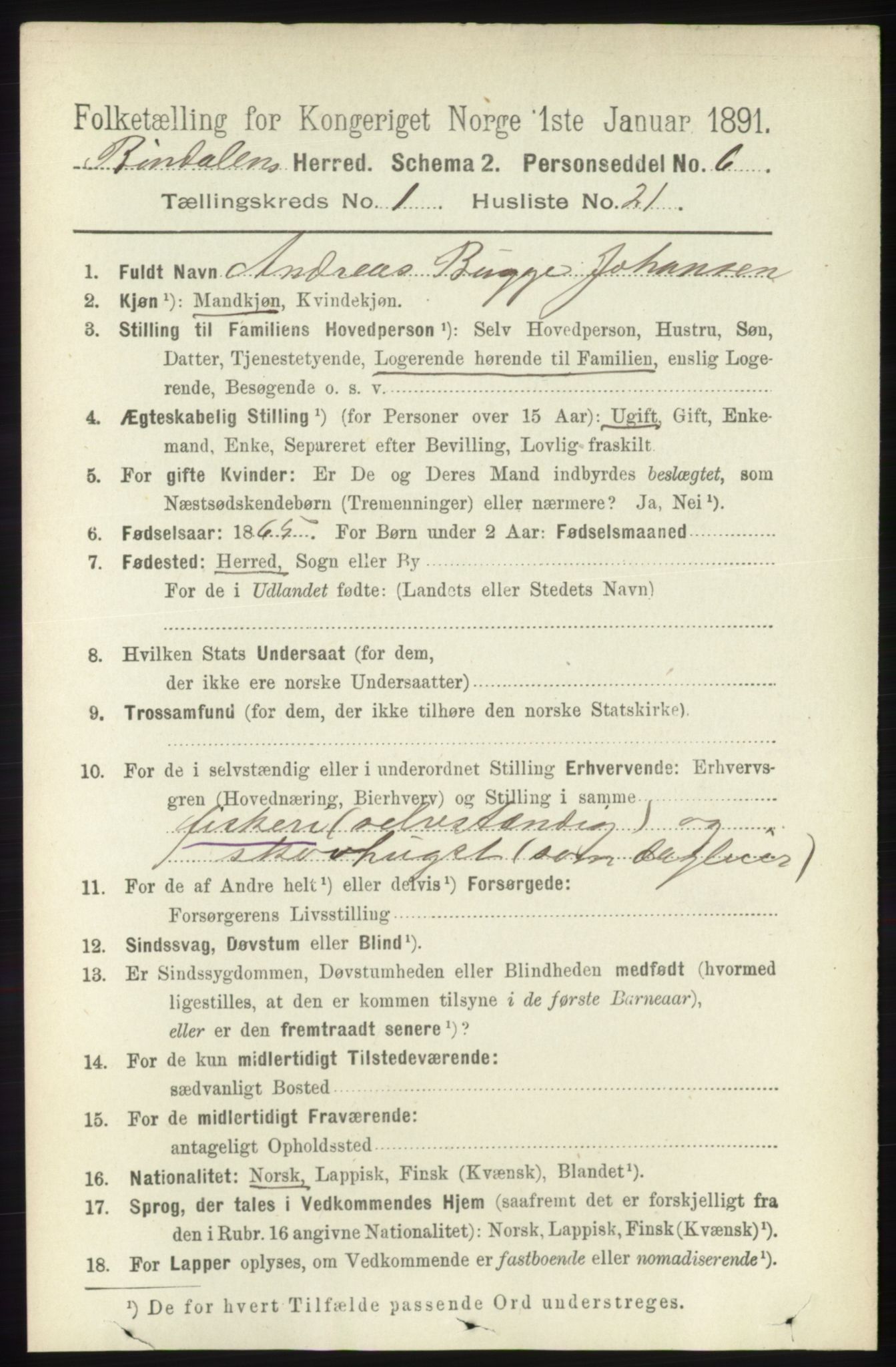 RA, 1891 census for 1811 Bindal, 1891, p. 202