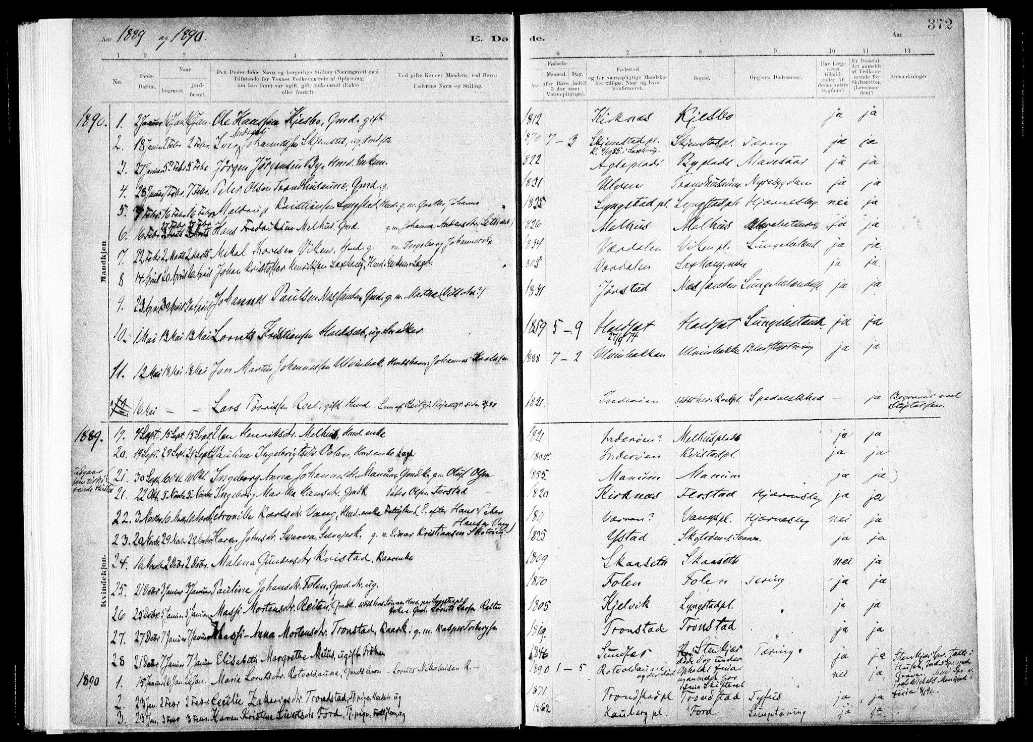 Ministerialprotokoller, klokkerbøker og fødselsregistre - Nord-Trøndelag, SAT/A-1458/730/L0285: Parish register (official) no. 730A10, 1879-1914, p. 372