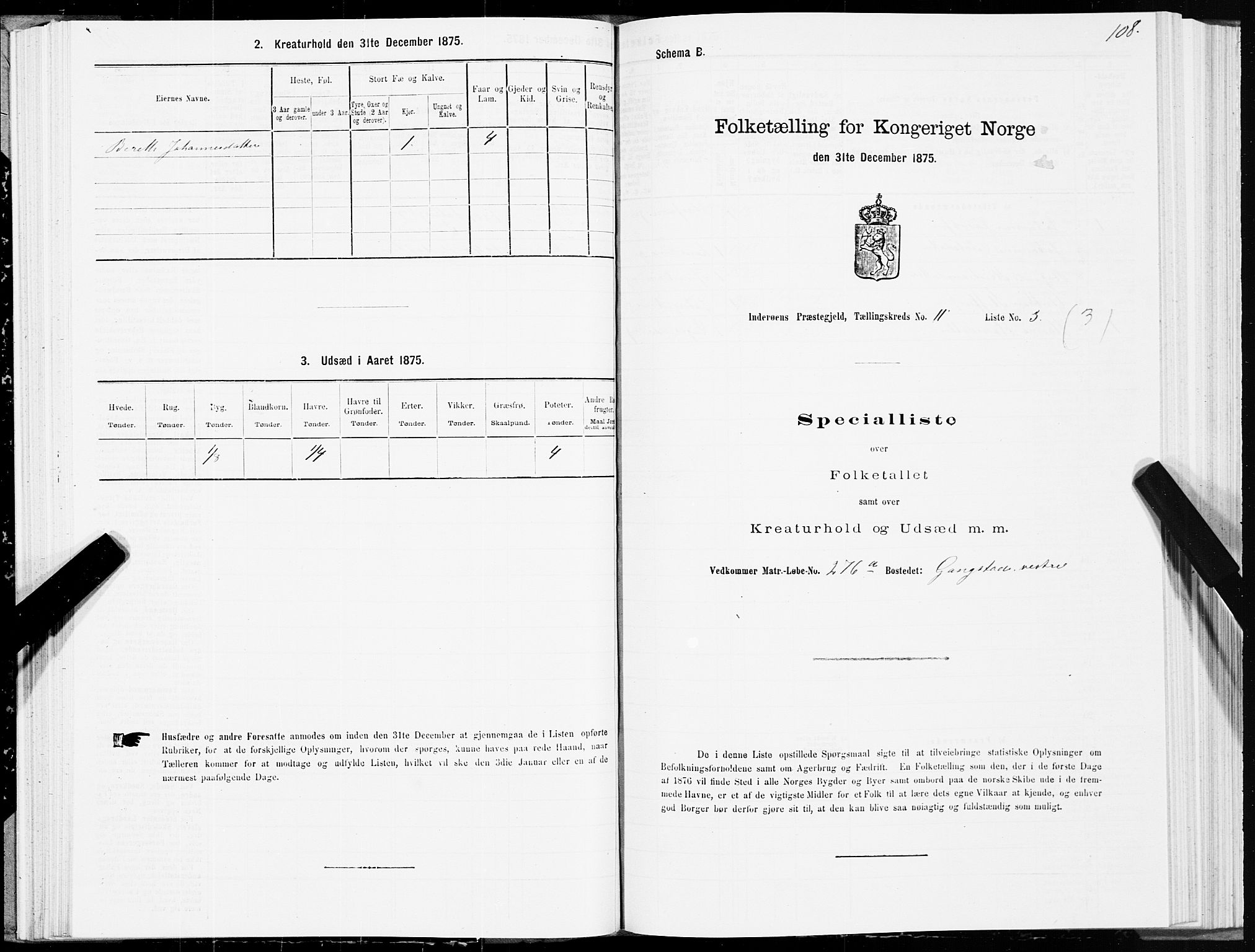 SAT, 1875 census for 1729P Inderøy, 1875, p. 6108