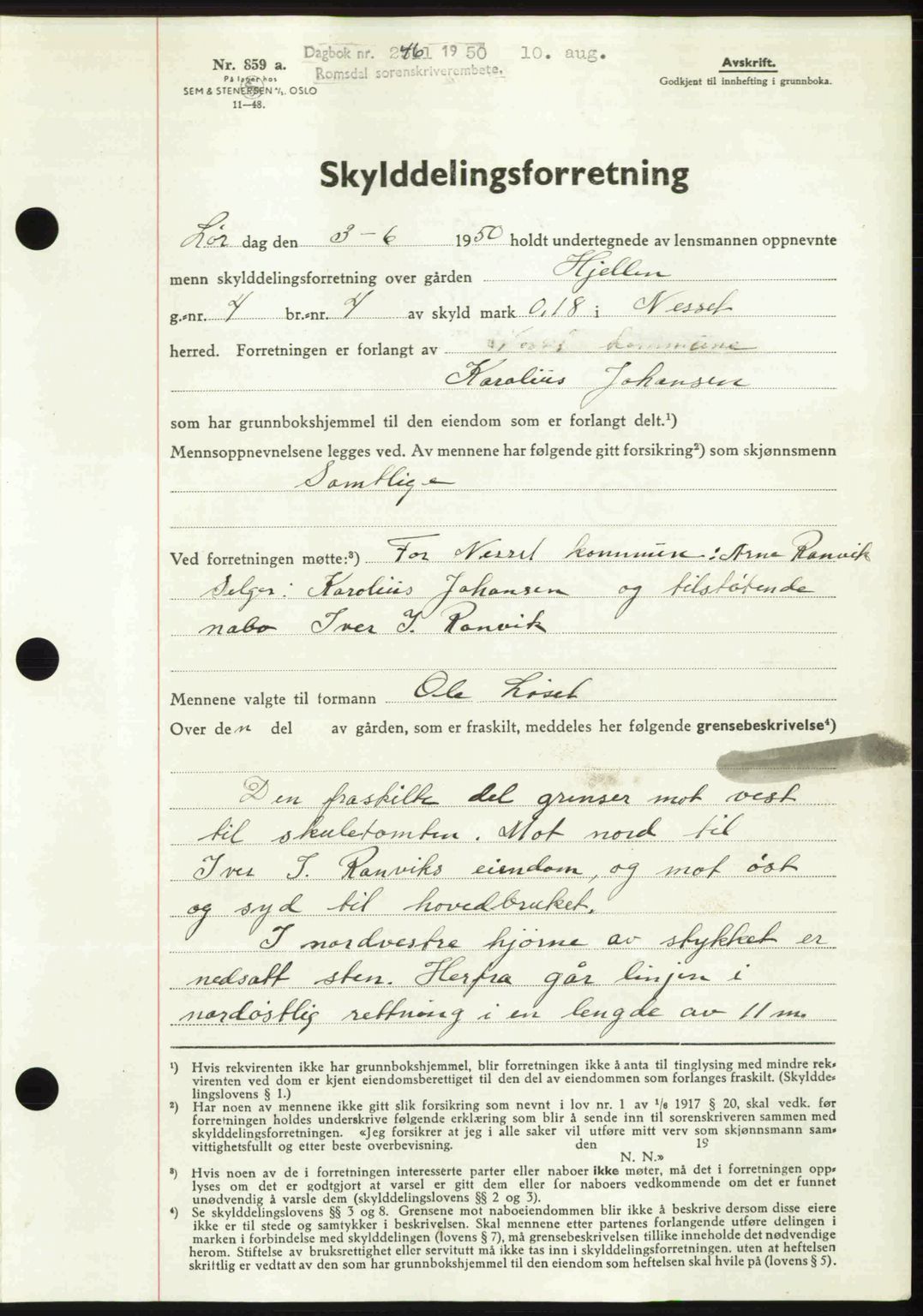 Romsdal sorenskriveri, AV/SAT-A-4149/1/2/2C: Mortgage book no. A34, 1950-1950, Diary no: : 2461/1950