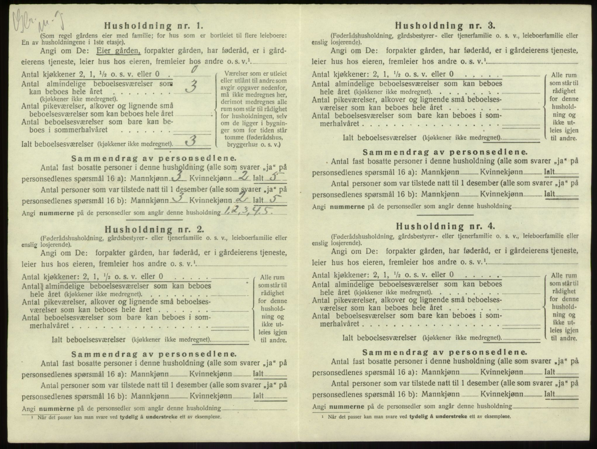 SAB, 1920 census for Førde, 1920, p. 1007