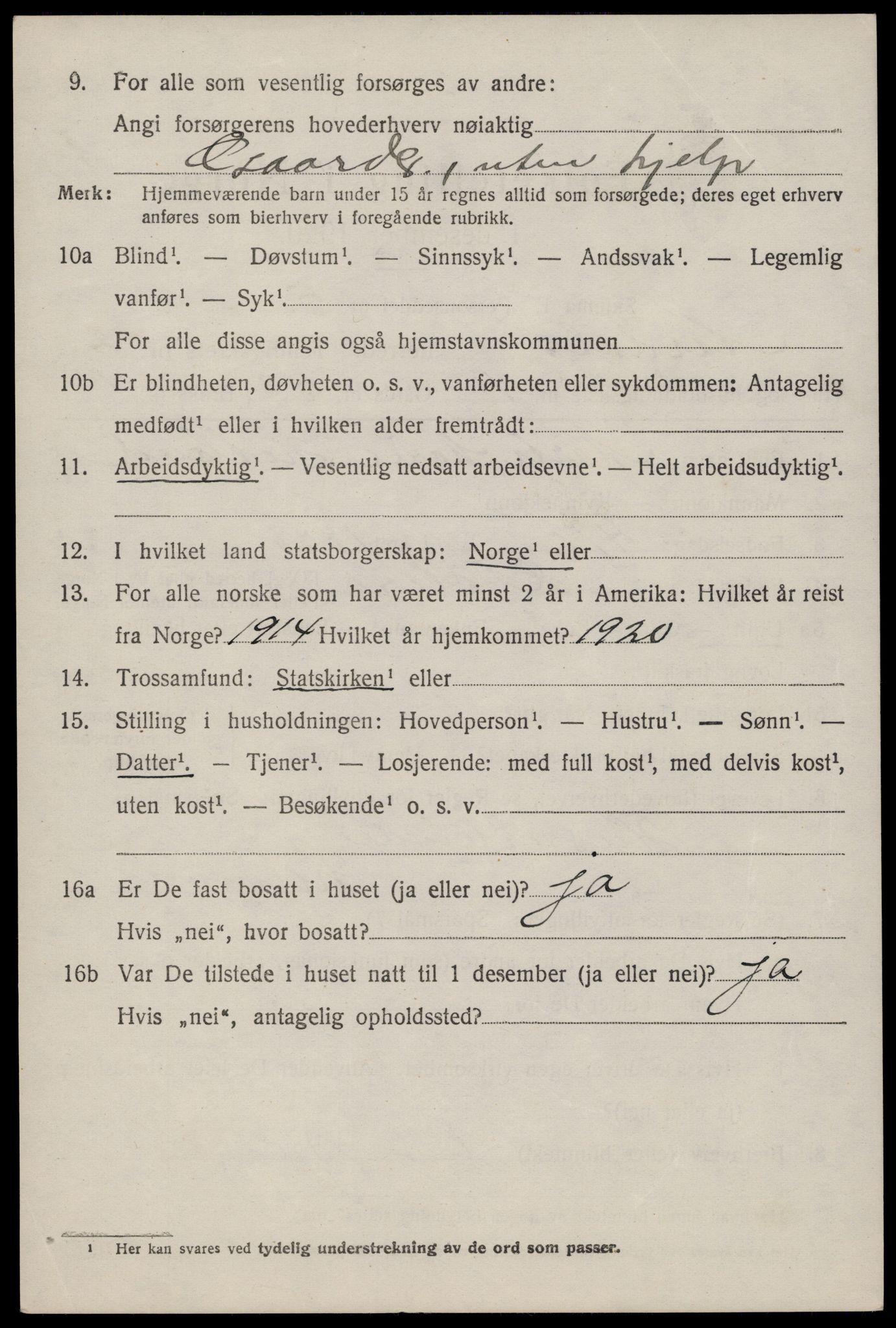 SAST, 1920 census for Årdal, 1920, p. 603