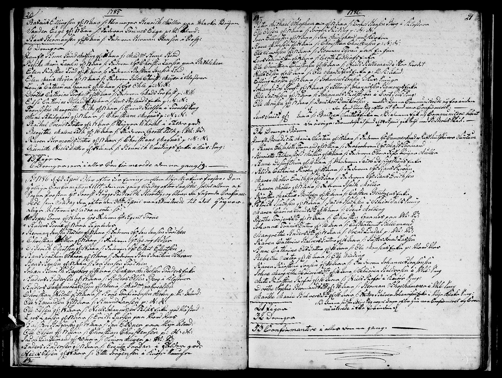 Nykirken Sokneprestembete, SAB/A-77101/H/Hab: Parish register (copy) no. A 1, 1770-1821, p. 20-21