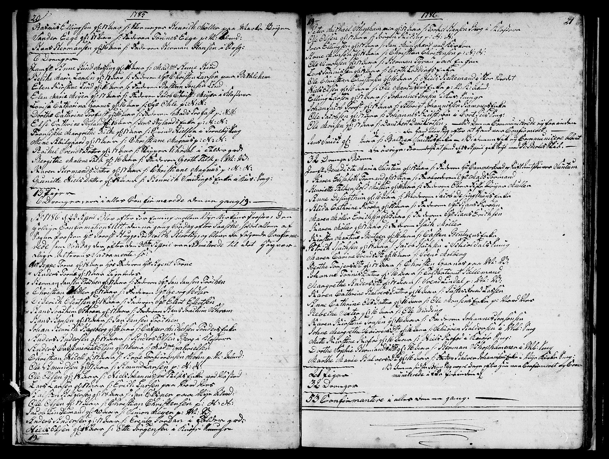 Nykirken Sokneprestembete, AV/SAB-A-77101/H/Hab: Parish register (copy) no. A 1, 1770-1821, p. 20-21