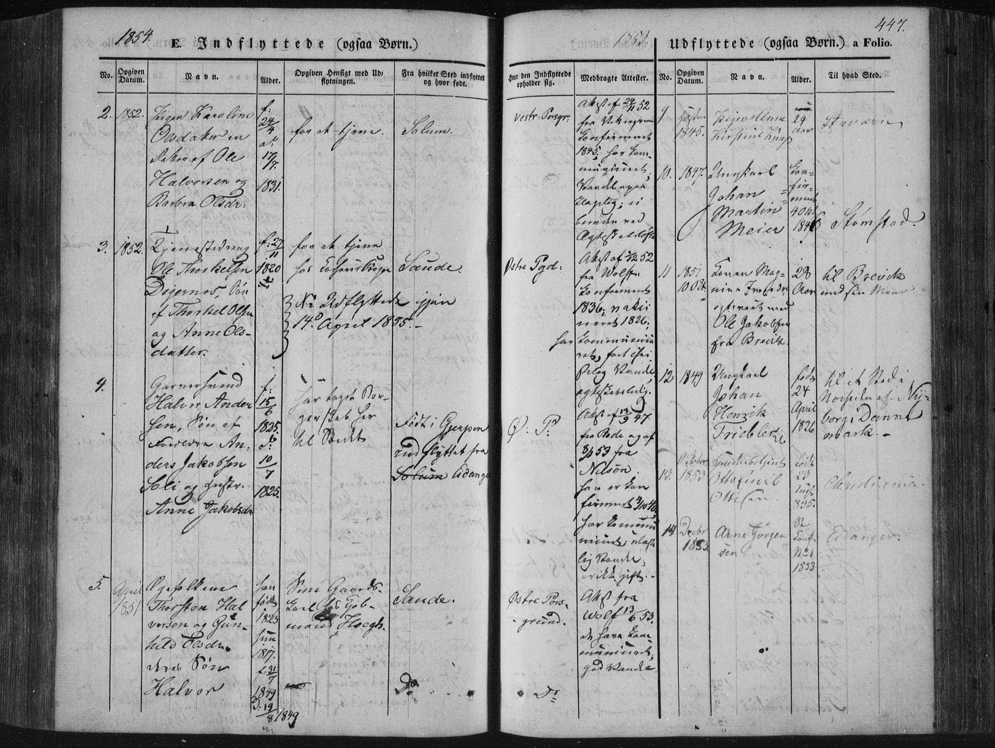 Porsgrunn kirkebøker , SAKO/A-104/F/Fa/L0006: Parish register (official) no. 6, 1841-1857, p. 447