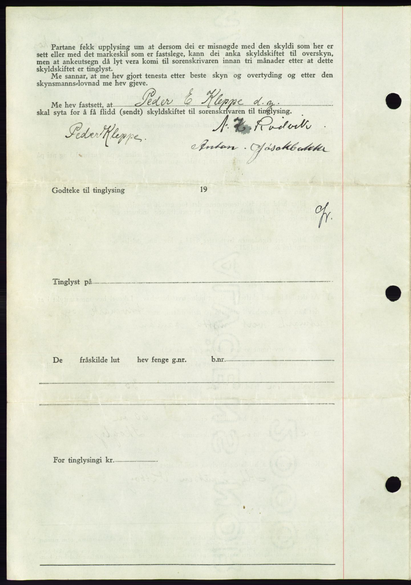 Søre Sunnmøre sorenskriveri, AV/SAT-A-4122/1/2/2C/L0067: Mortgage book no. 61, 1938-1939, Diary no: : 375/1939