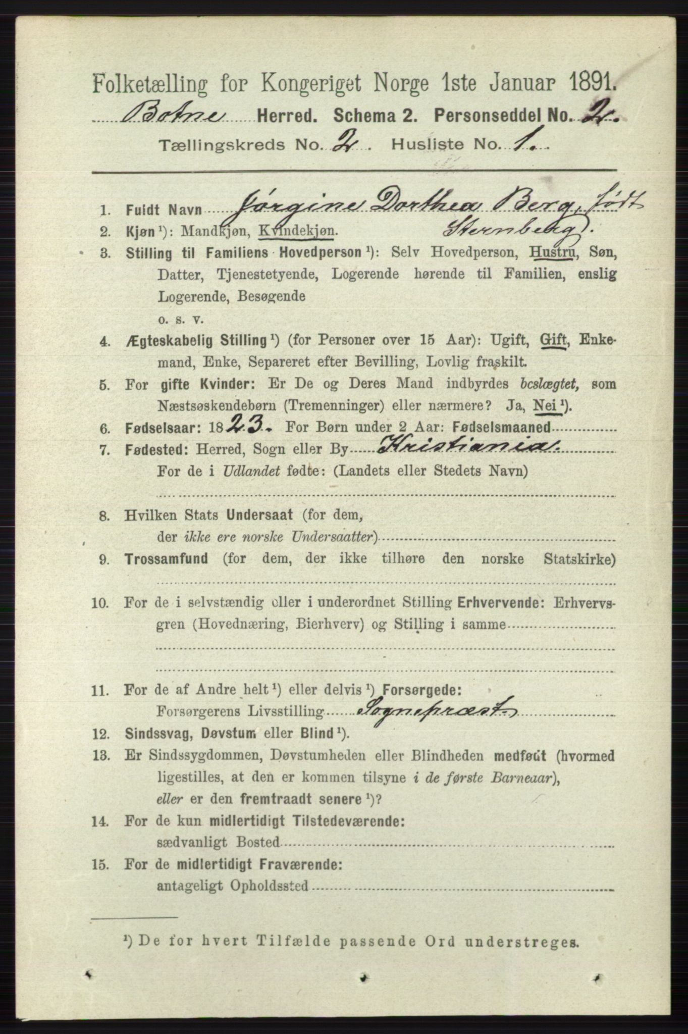 RA, 1891 census for 0715 Botne, 1891, p. 675