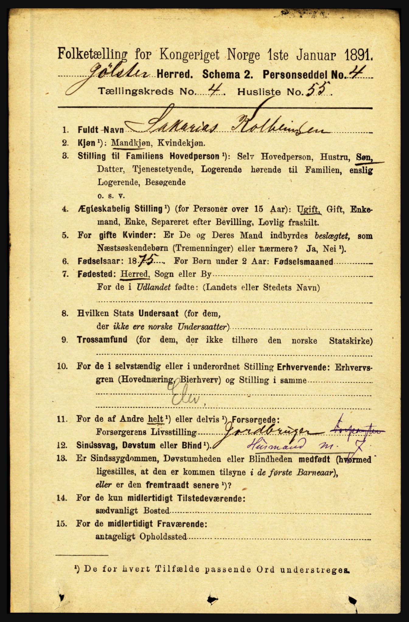 RA, 1891 census for 1431 Jølster, 1891, p. 1717