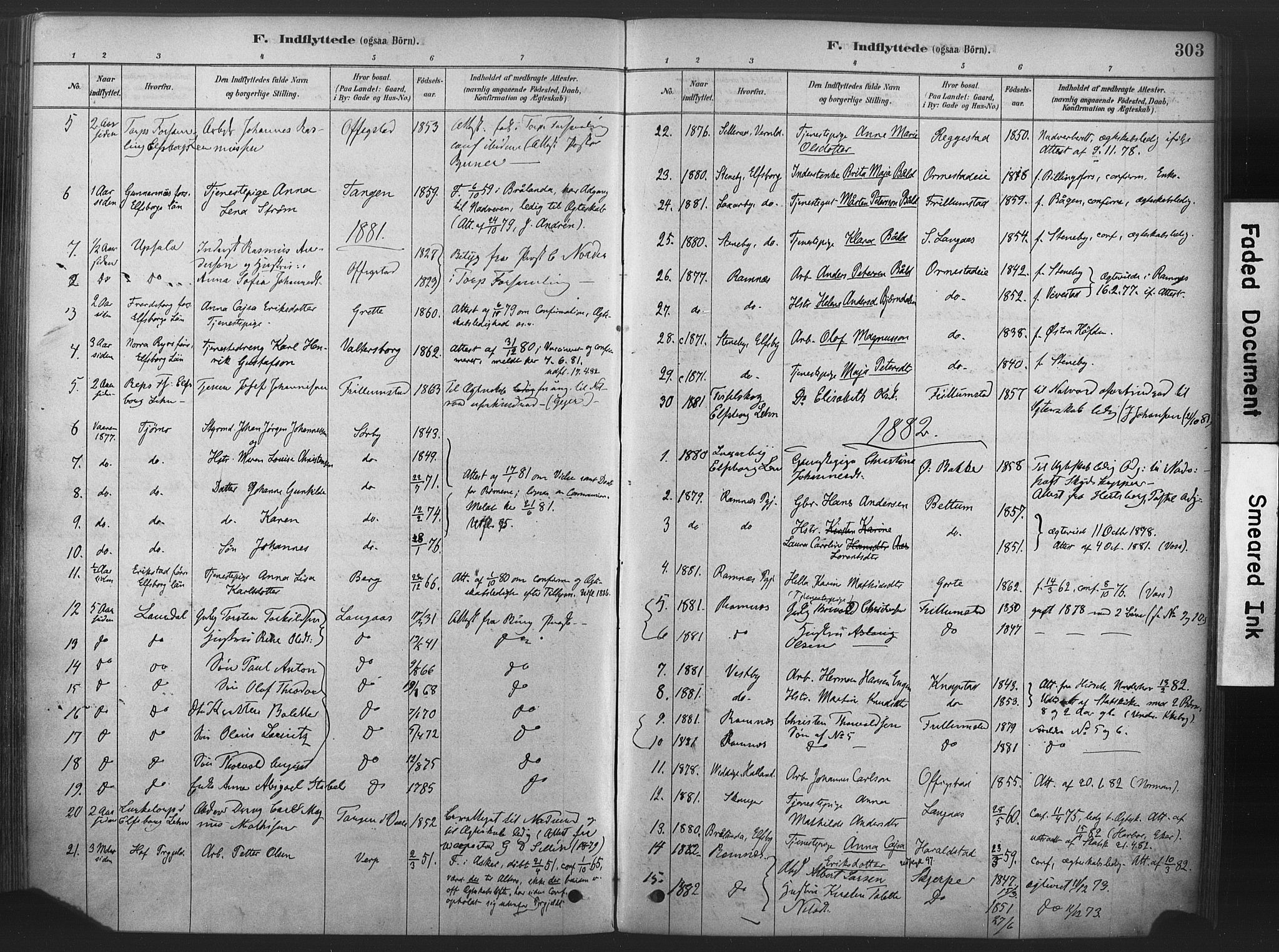 Våle kirkebøker, SAKO/A-334/F/Fa/L0011: Parish register (official) no. I 11, 1878-1906, p. 303