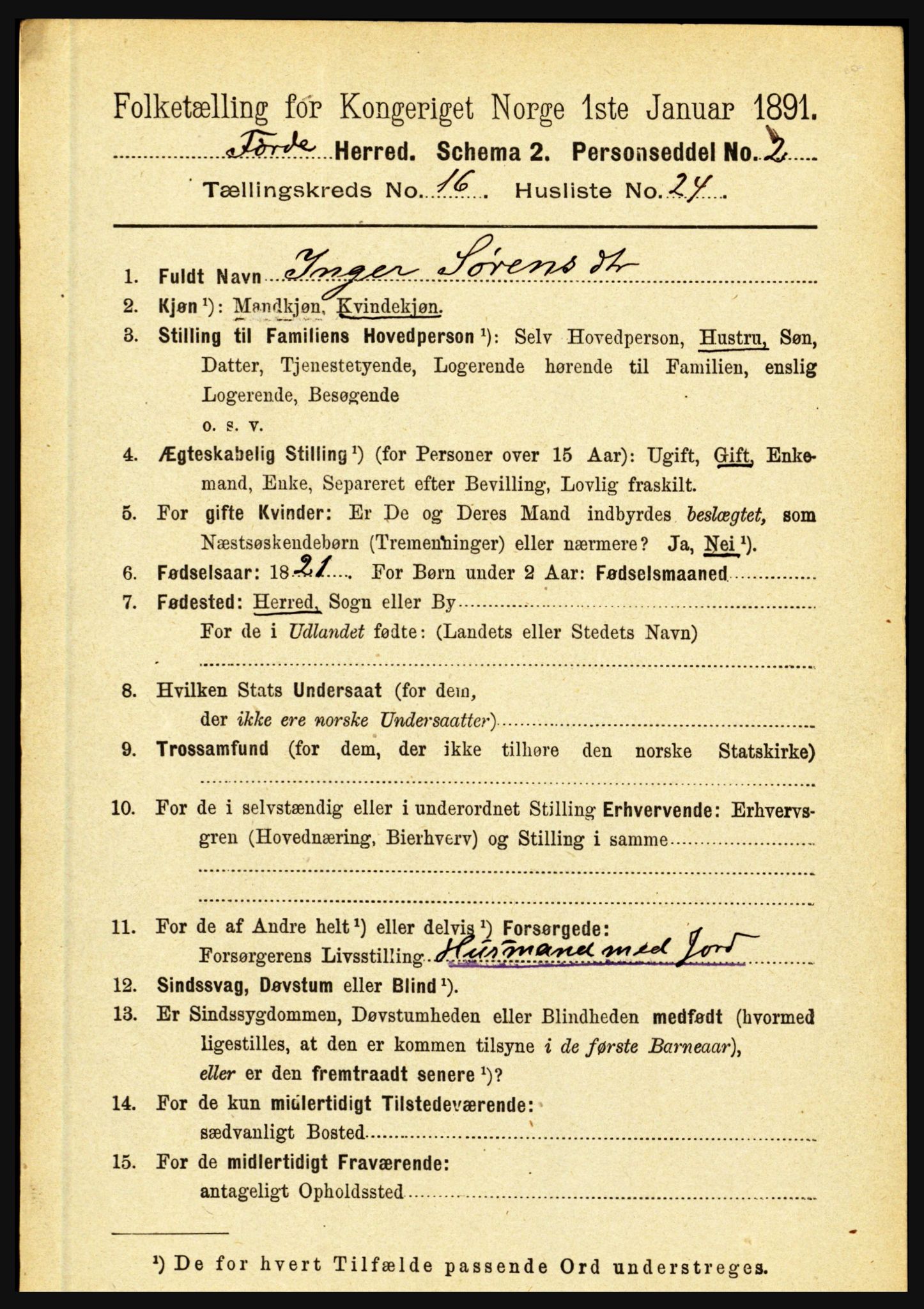 RA, 1891 census for 1432 Førde, 1891, p. 5965