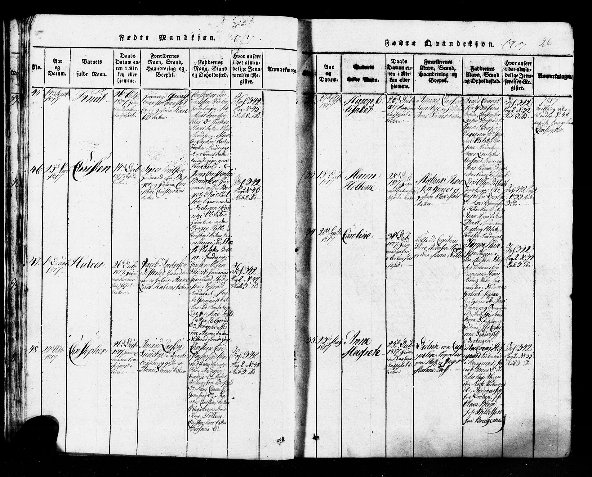 Hurum kirkebøker, AV/SAKO-A-229/G/Ga/L0001: Parish register (copy) no. I 1, 1816-1826, p. 26