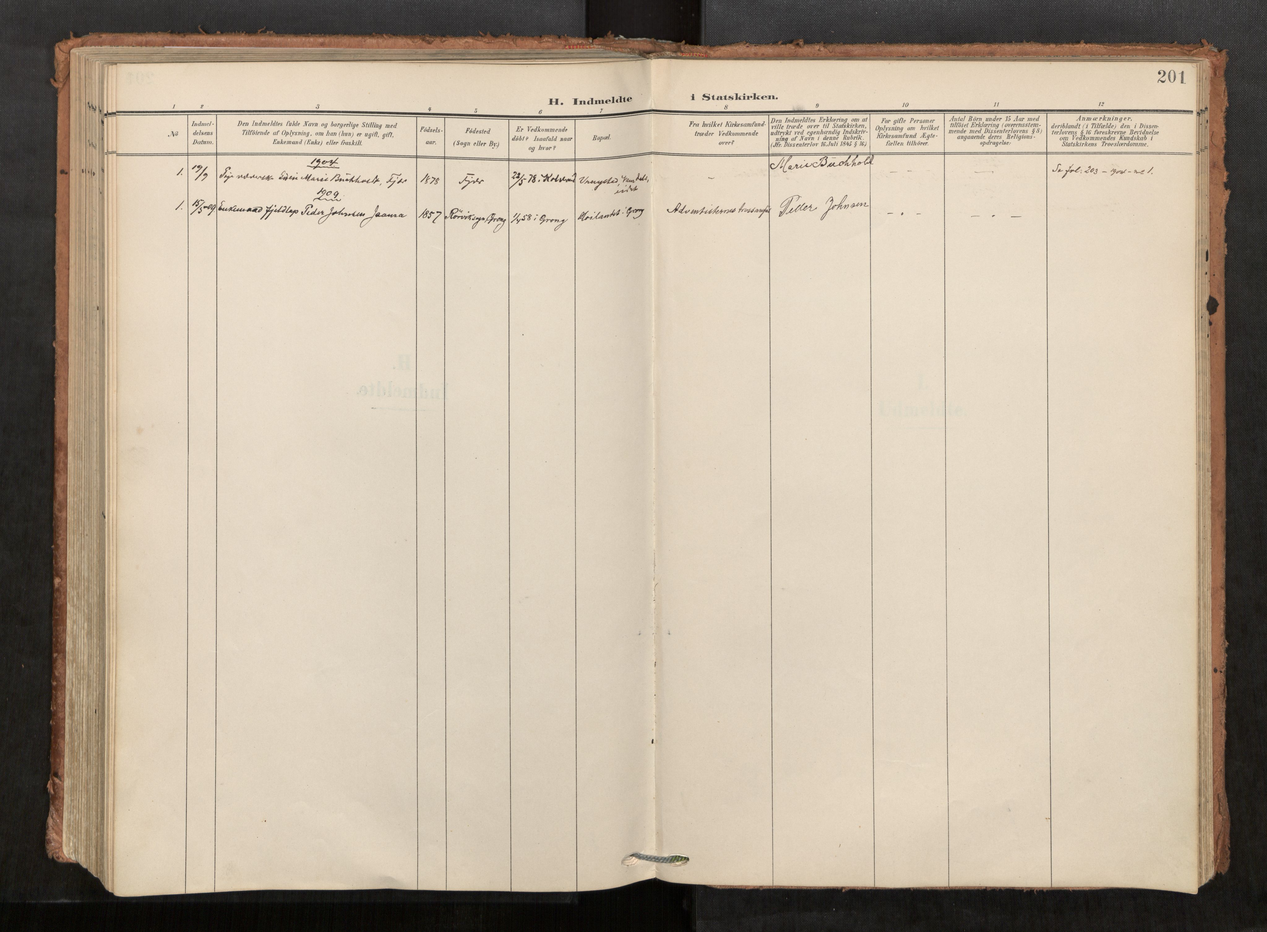 Kolvereid sokneprestkontor, SAT/A-1171/H/Ha/Haa/L0001: Parish register (official) no. 1, 1903-1922, p. 201