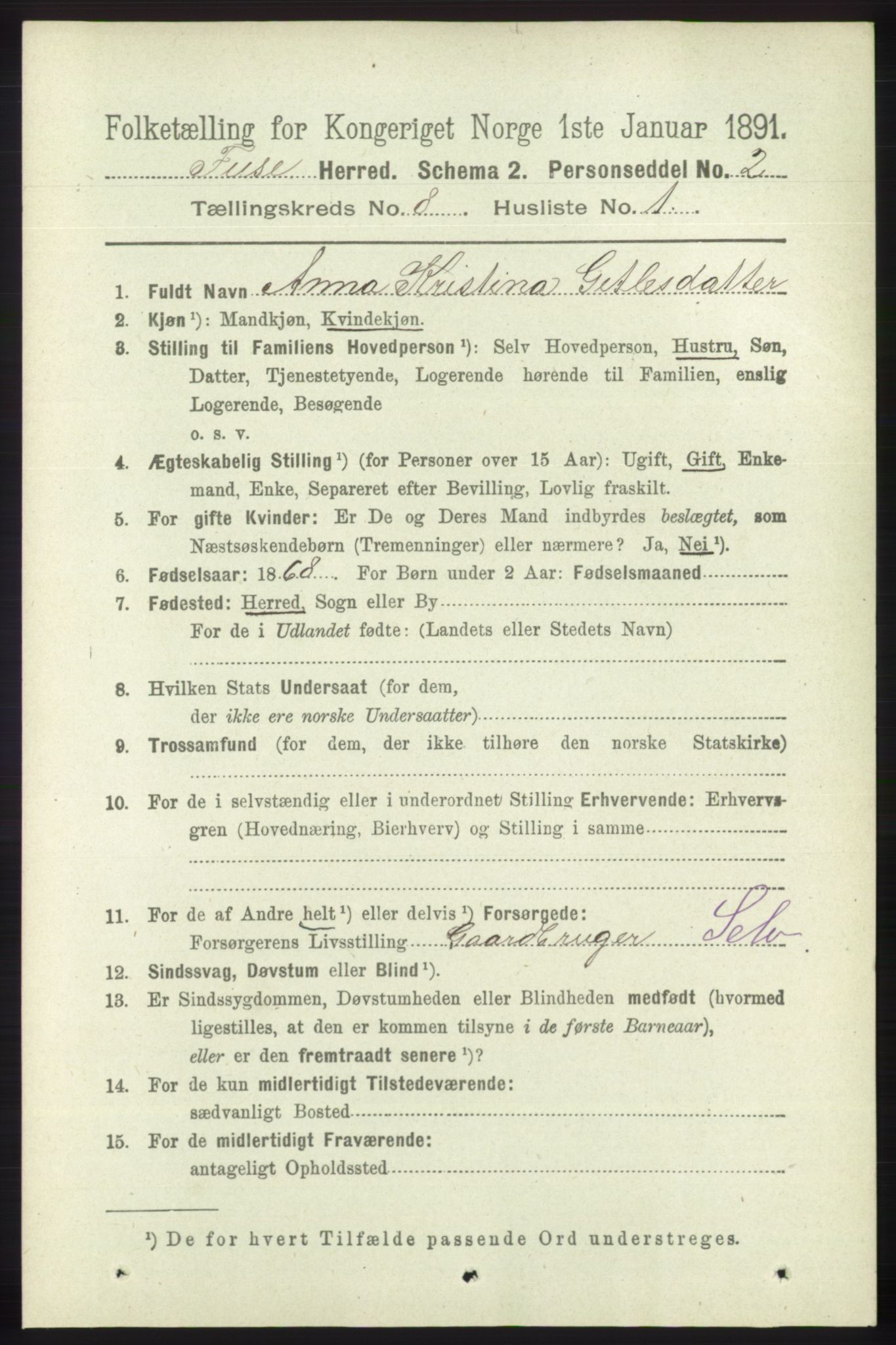 RA, 1891 census for 1241 Fusa, 1891, p. 1562