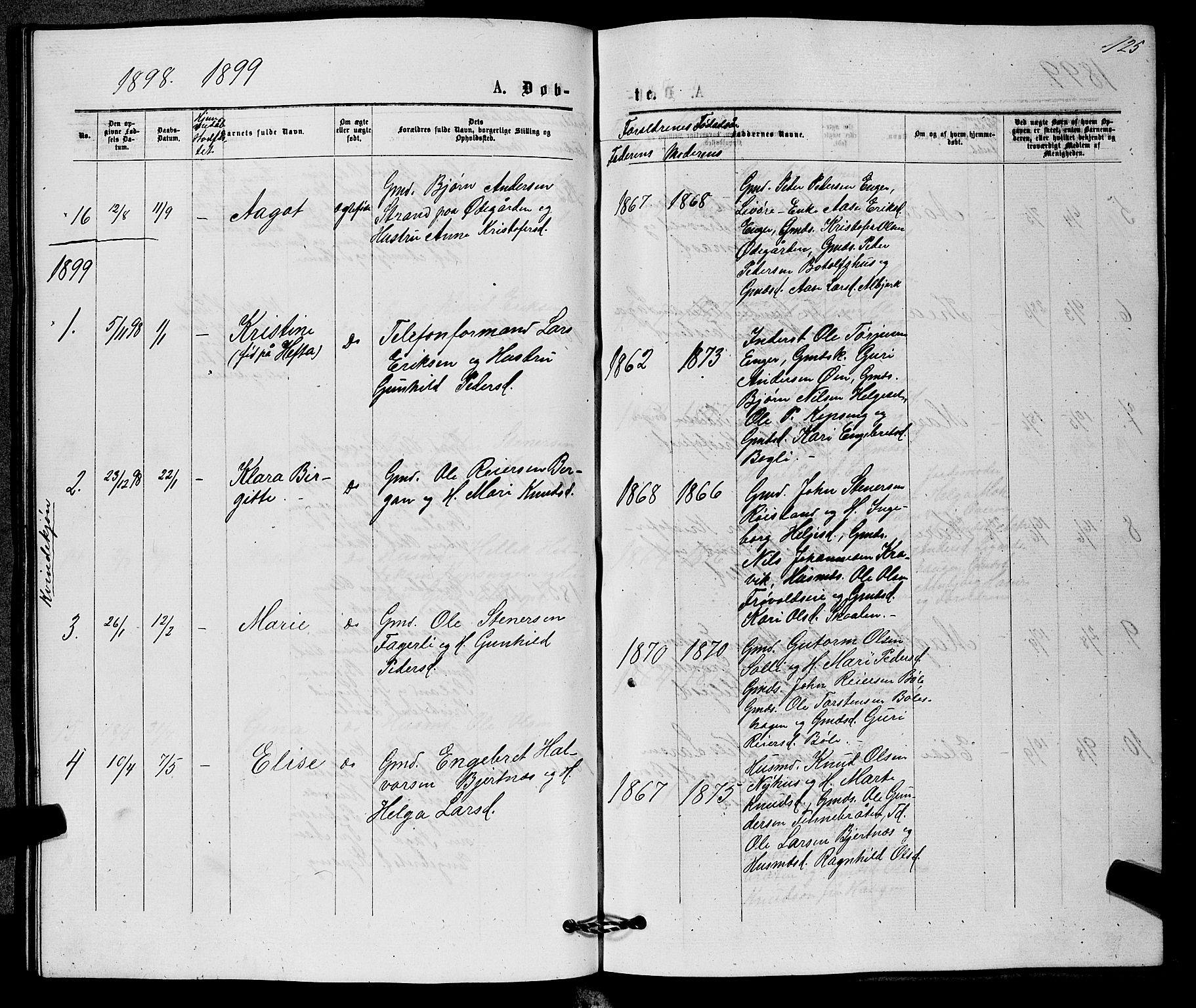 Sigdal kirkebøker, AV/SAKO-A-245/G/Gb/L0002: Parish register (copy) no. II 2, 1875-1900, p. 125