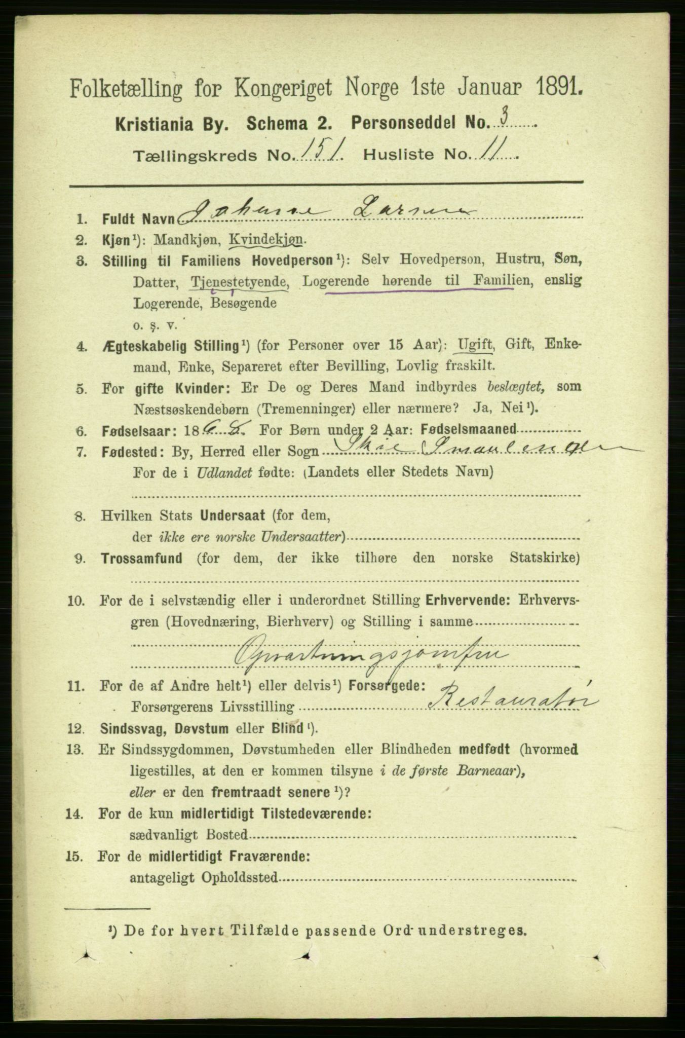 RA, 1891 census for 0301 Kristiania, 1891, p. 84573