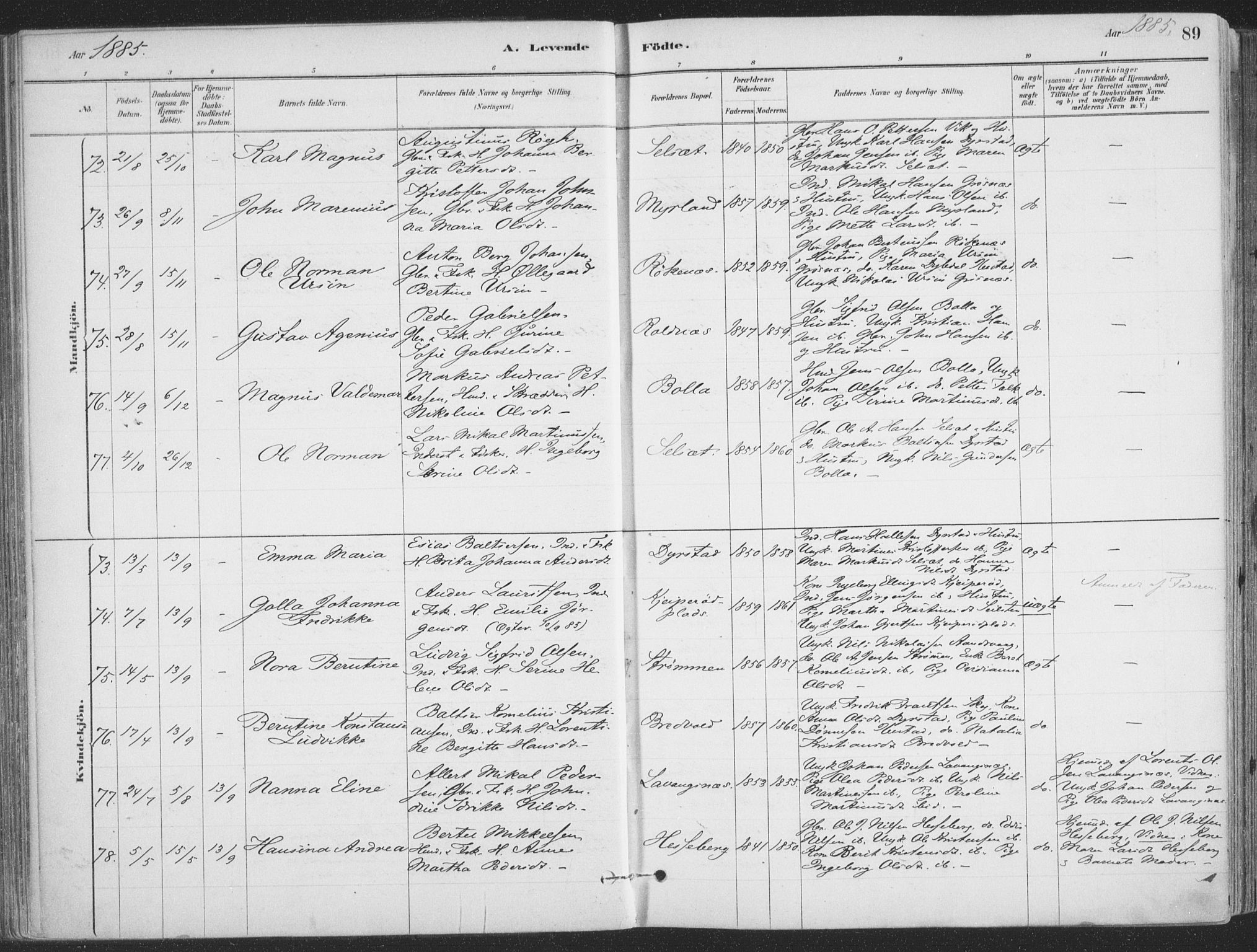 Ibestad sokneprestembete, SATØ/S-0077/H/Ha/Haa/L0011kirke: Parish register (official) no. 11, 1880-1889, p. 89