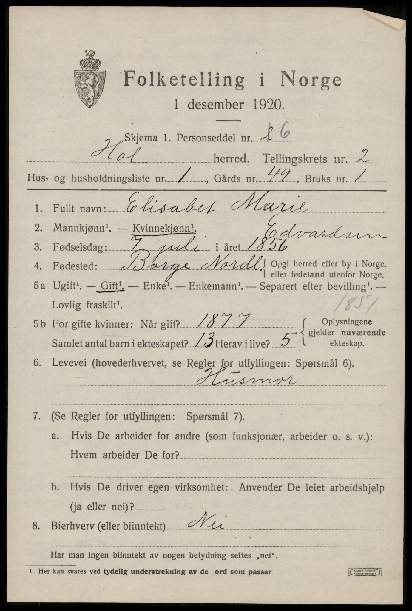 SAT, 1920 census for Hol, 1920, p. 2139