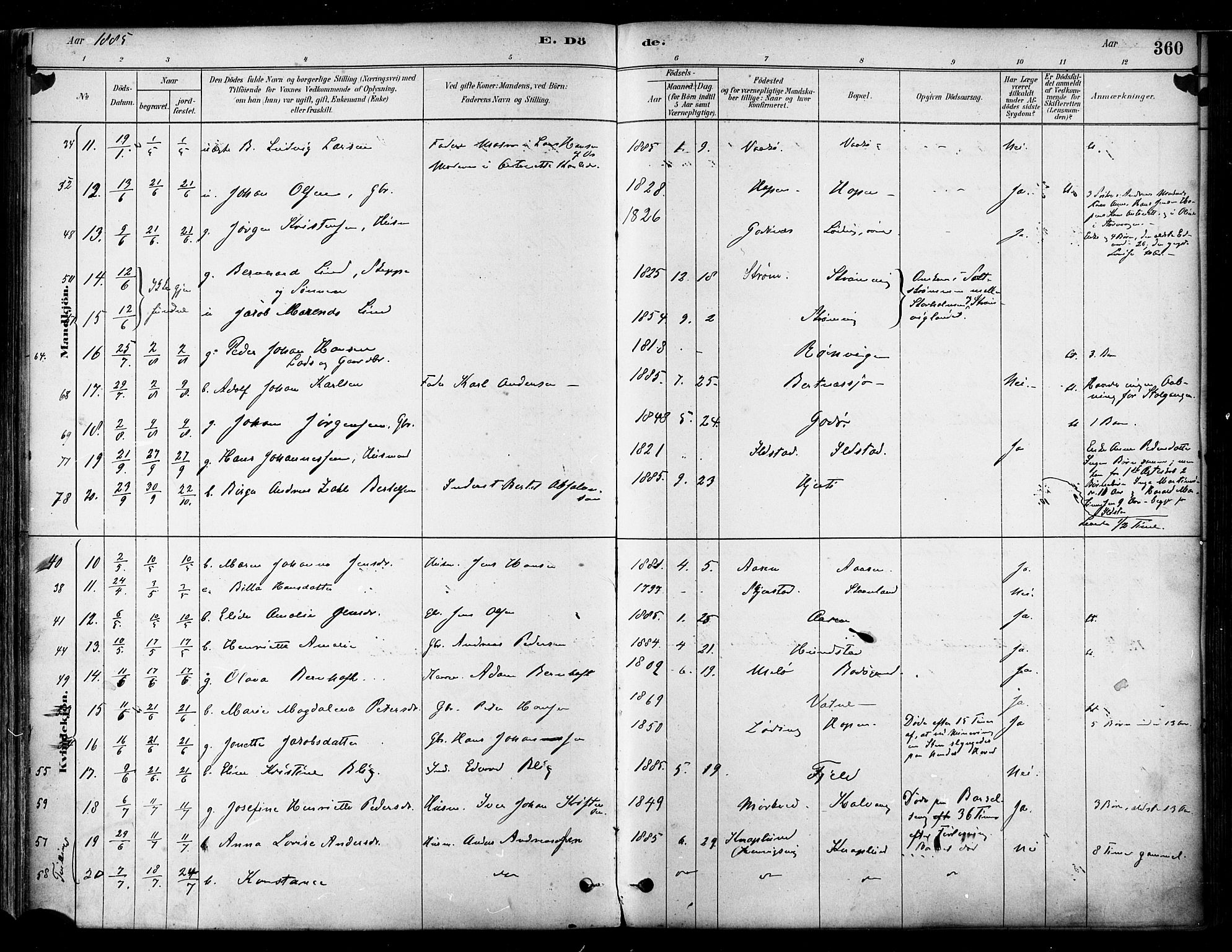 Ministerialprotokoller, klokkerbøker og fødselsregistre - Nordland, AV/SAT-A-1459/802/L0054: Parish register (official) no. 802A01, 1879-1893, p. 360