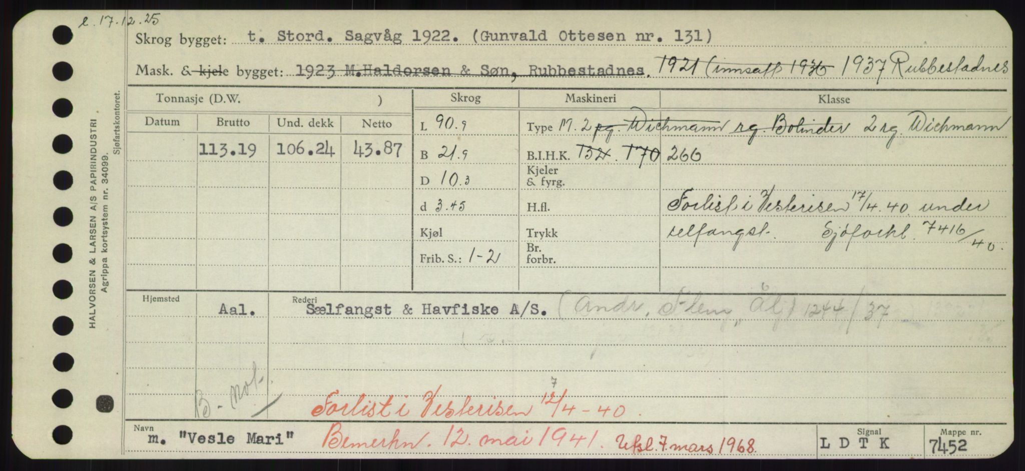 Sjøfartsdirektoratet med forløpere, Skipsmålingen, RA/S-1627/H/Hd/L0040: Fartøy, U-Ve, p. 539