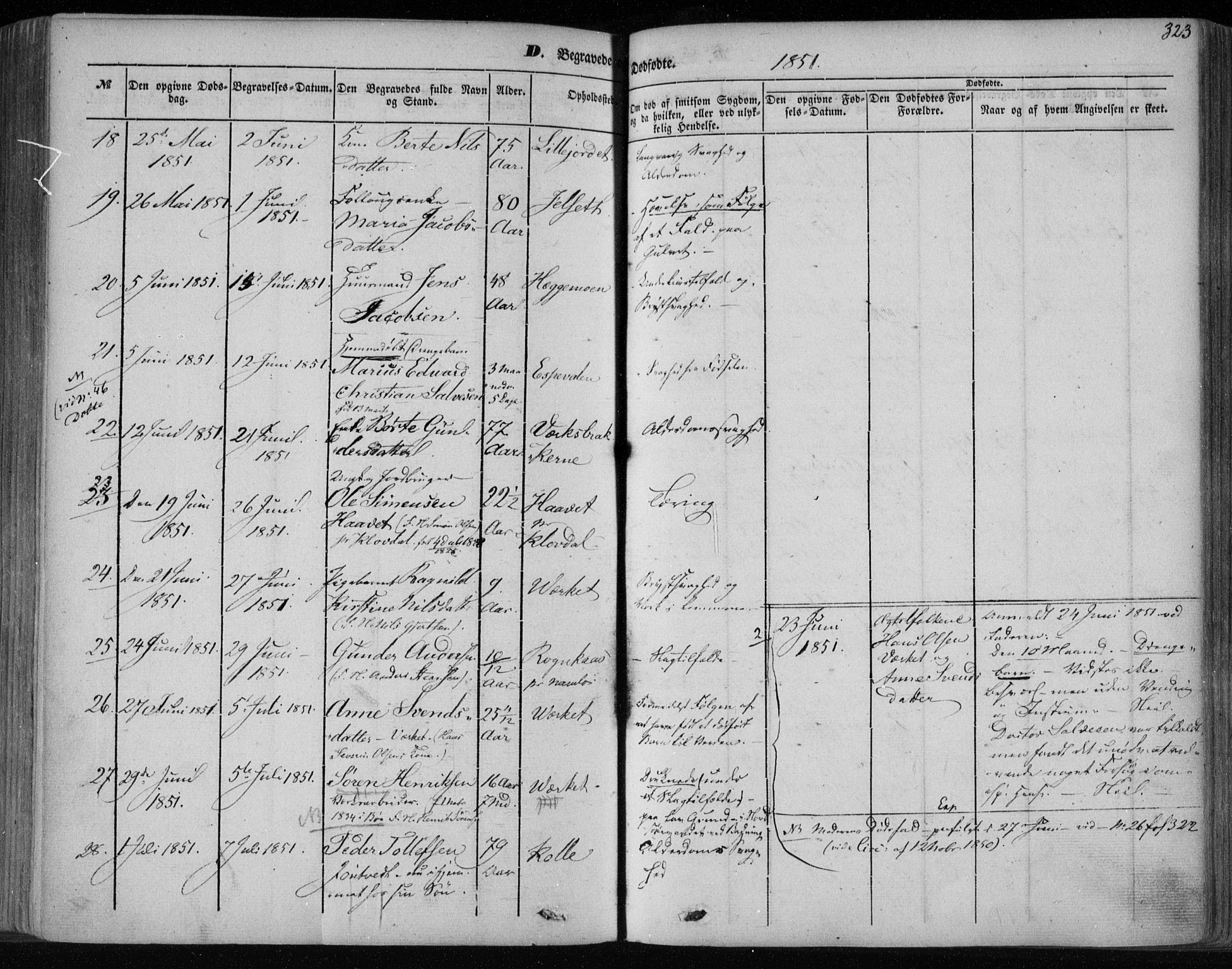 Holla kirkebøker, AV/SAKO-A-272/F/Fa/L0005: Parish register (official) no. 5, 1849-1860, p. 323